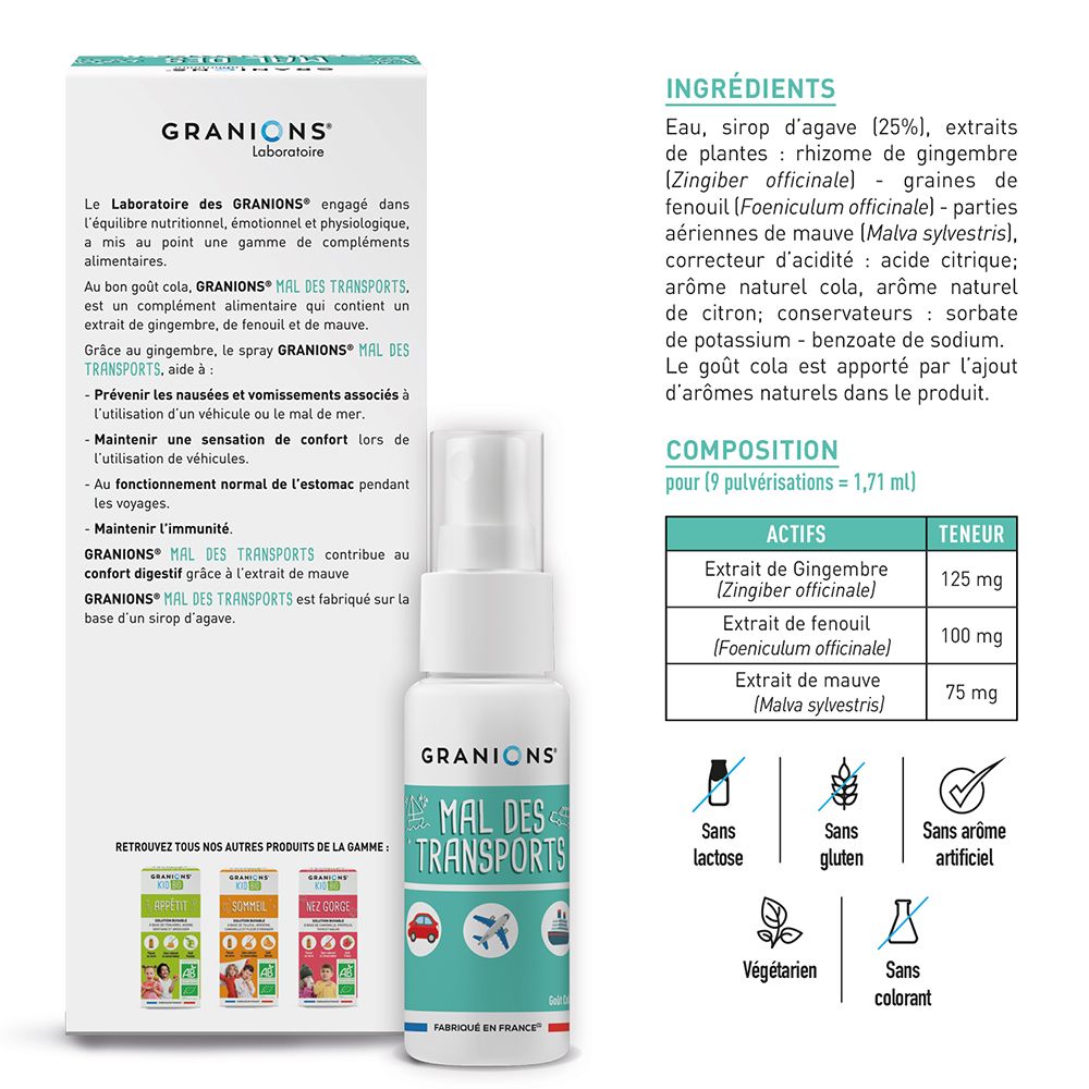 Dos de l'emballage. Ingrédients et composition. Contient gingembre, fenouil et mauve. Sans lactose, gluten et arômes artificiels.