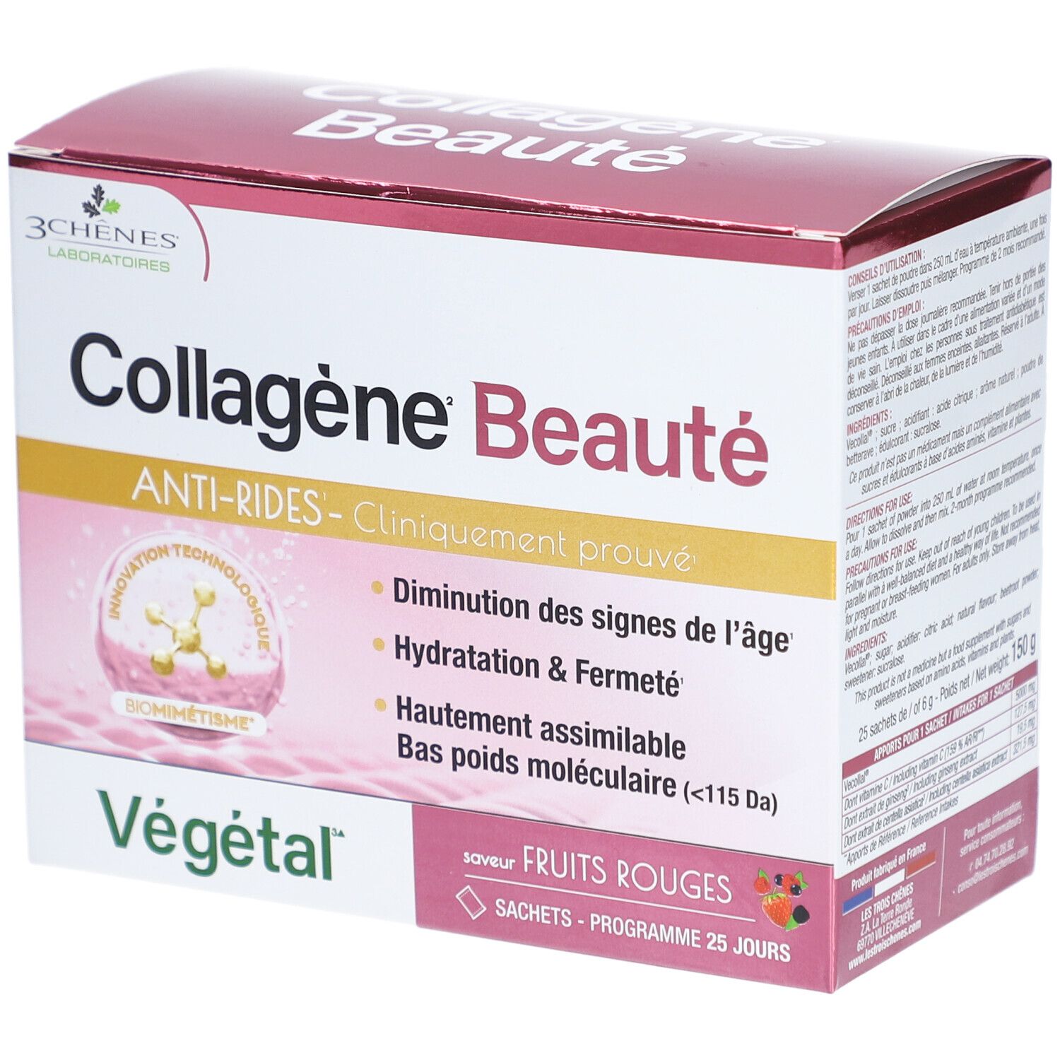 3 Chênes Collagène Beauté Anti-Rides Végétal Fruits Rouges