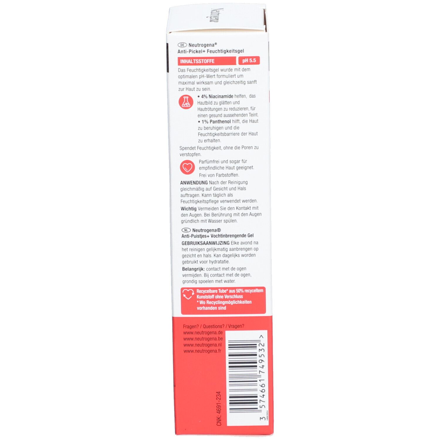 Neutrogena Gel Hydratant Anti-Boutons+ avec 4% Niacinamide et Panthénol