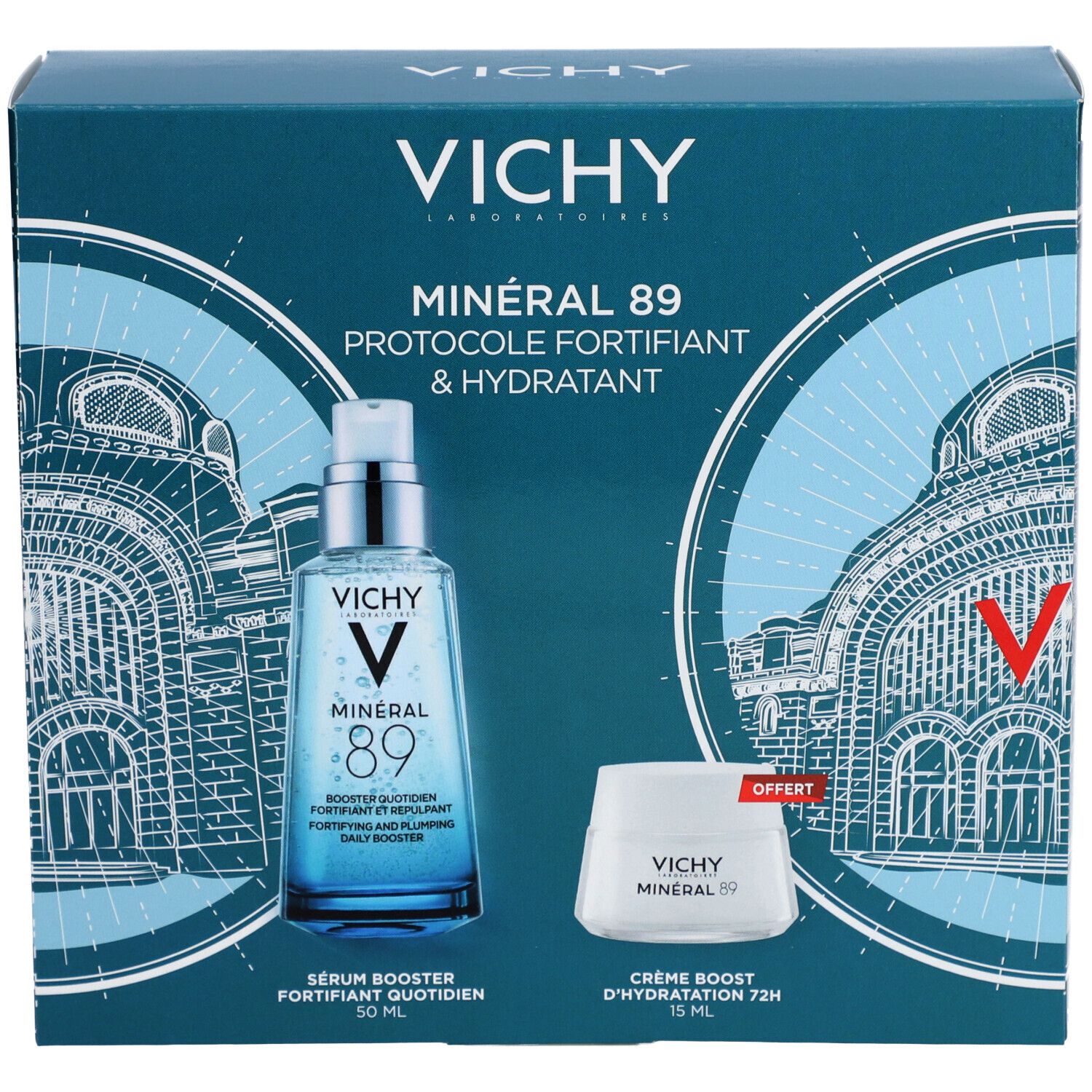 Vichy Minéral 89 Booster Quotidien + Crème Hydratation 72H Offerte