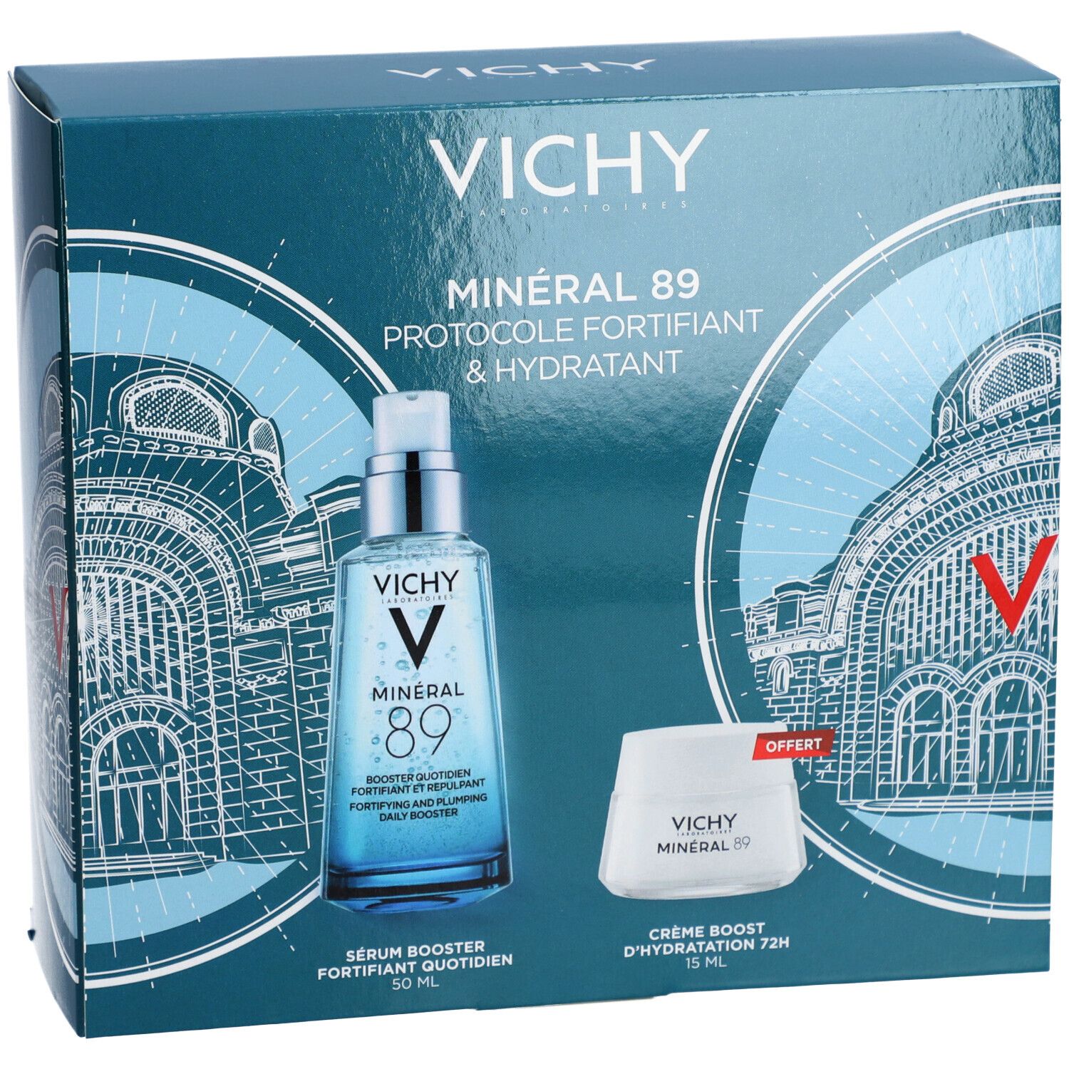Vichy Minéral 89 Booster Quotidien + Crème Hydratation 72H Offerte