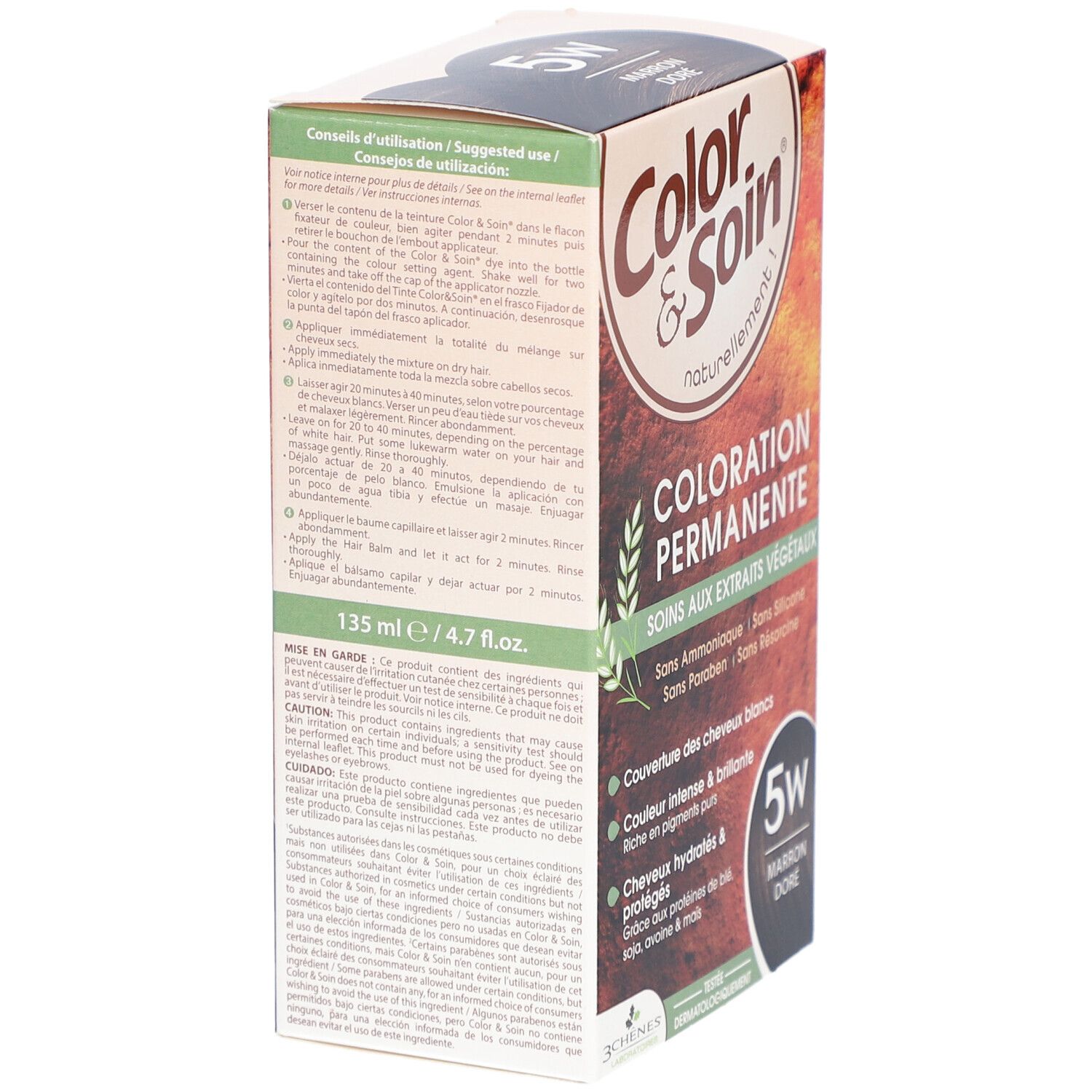 COLOR & SOIN Coloration Permanente 5W Marron Doré