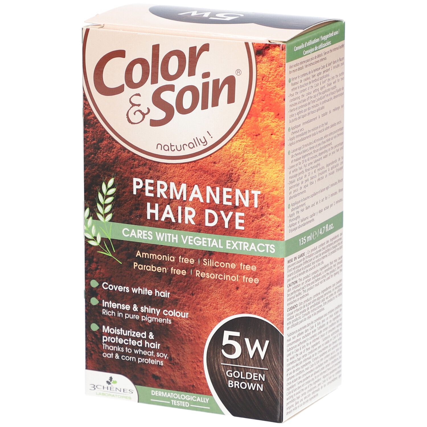 COLOR & SOIN Coloration Permanente 5W Marron Doré