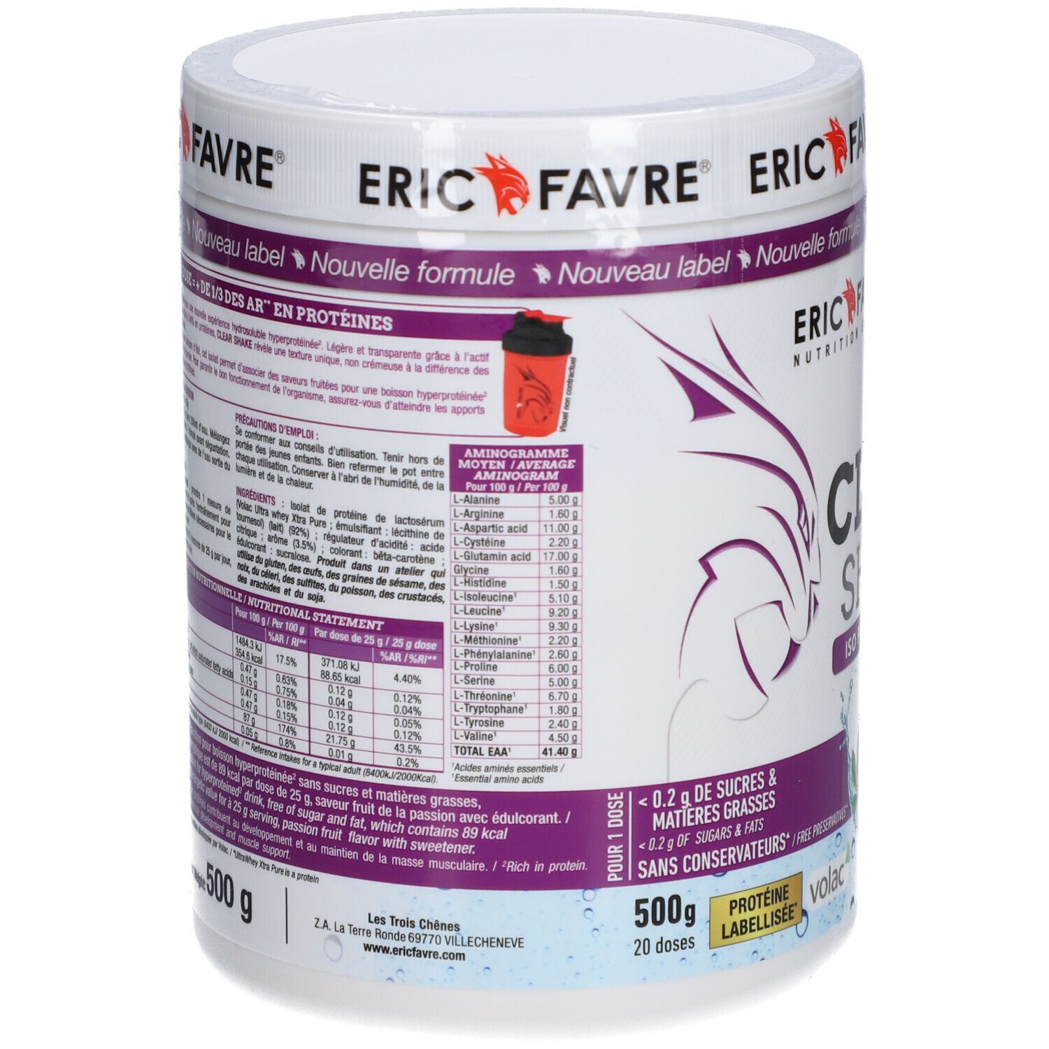Eric Favre Clear Shake Iso Protein Water Fruit de la Passion