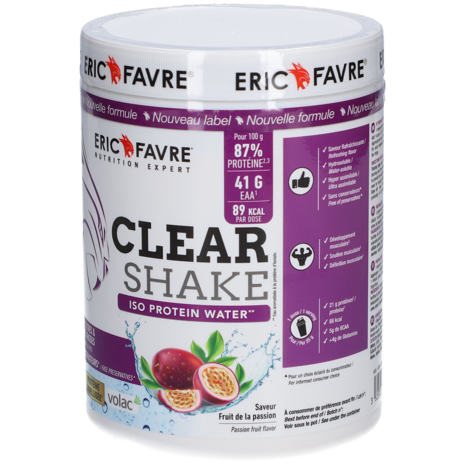 Eric Favre Clear Shake Iso Protein Water Fruit de la Passion