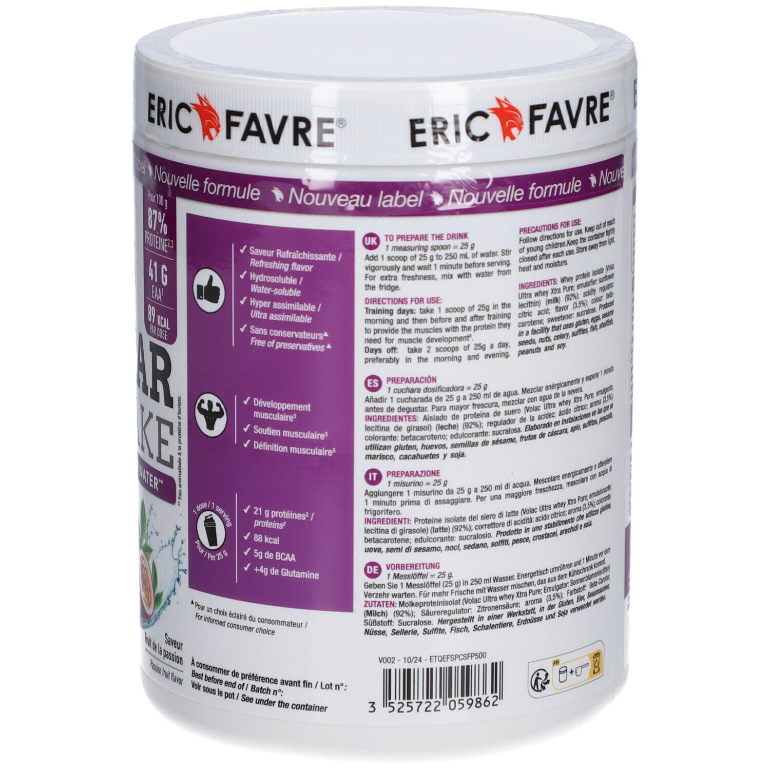Eric Favre Clear Shake Iso Protein Water Fruit de la Passion