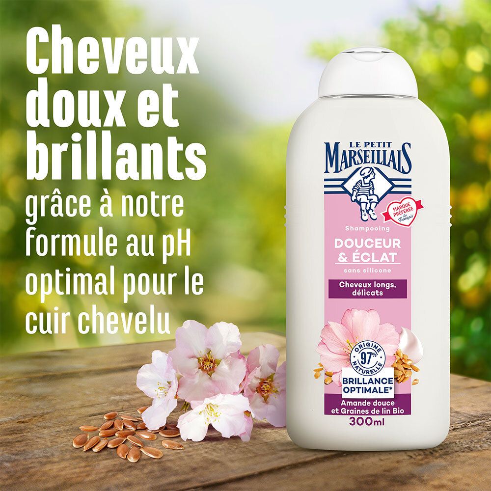 Le Petit Marseillais Shampooing Douceur & Éclat Amande Douce et Lin 300ml
