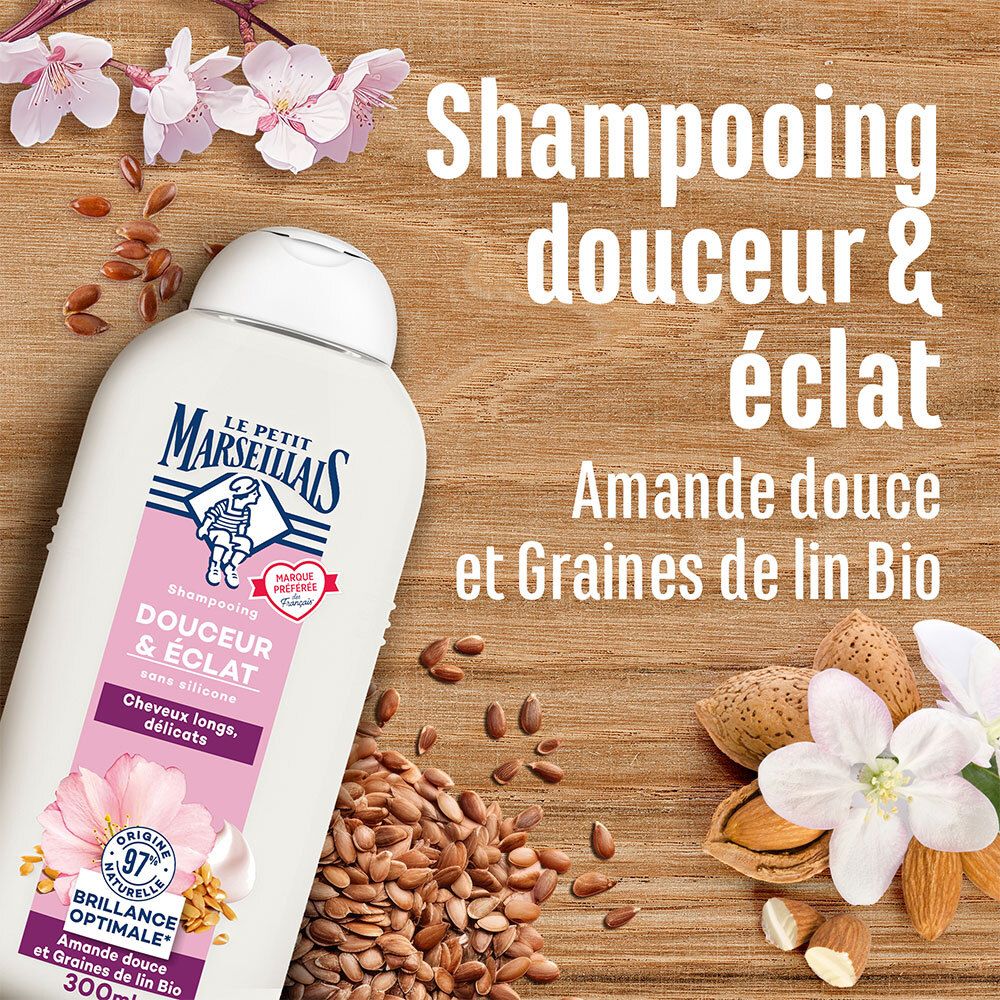 Le Petit Marseillais Shampooing Douceur & Éclat Amande Douce et Lin 300ml