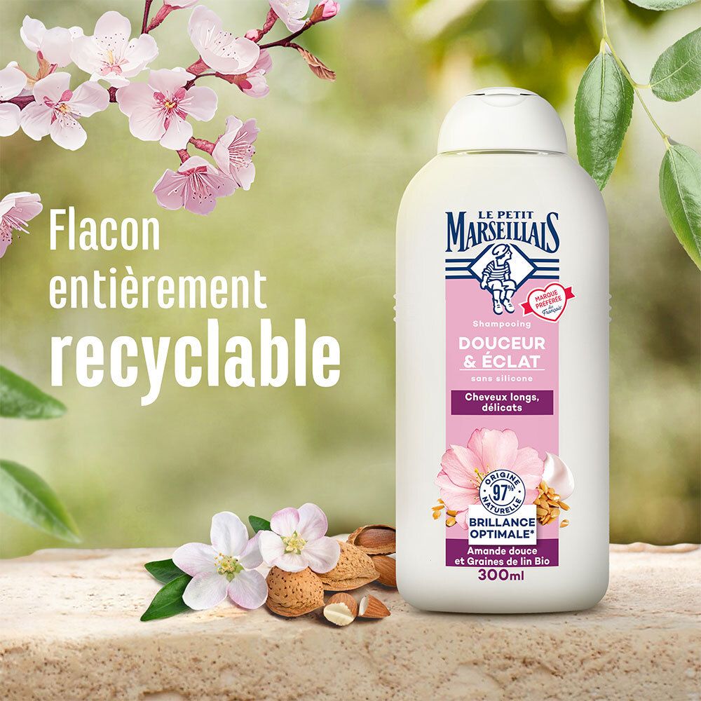 Le Petit Marseillais Shampooing Douceur & Éclat Amande Douce et Lin 300ml
