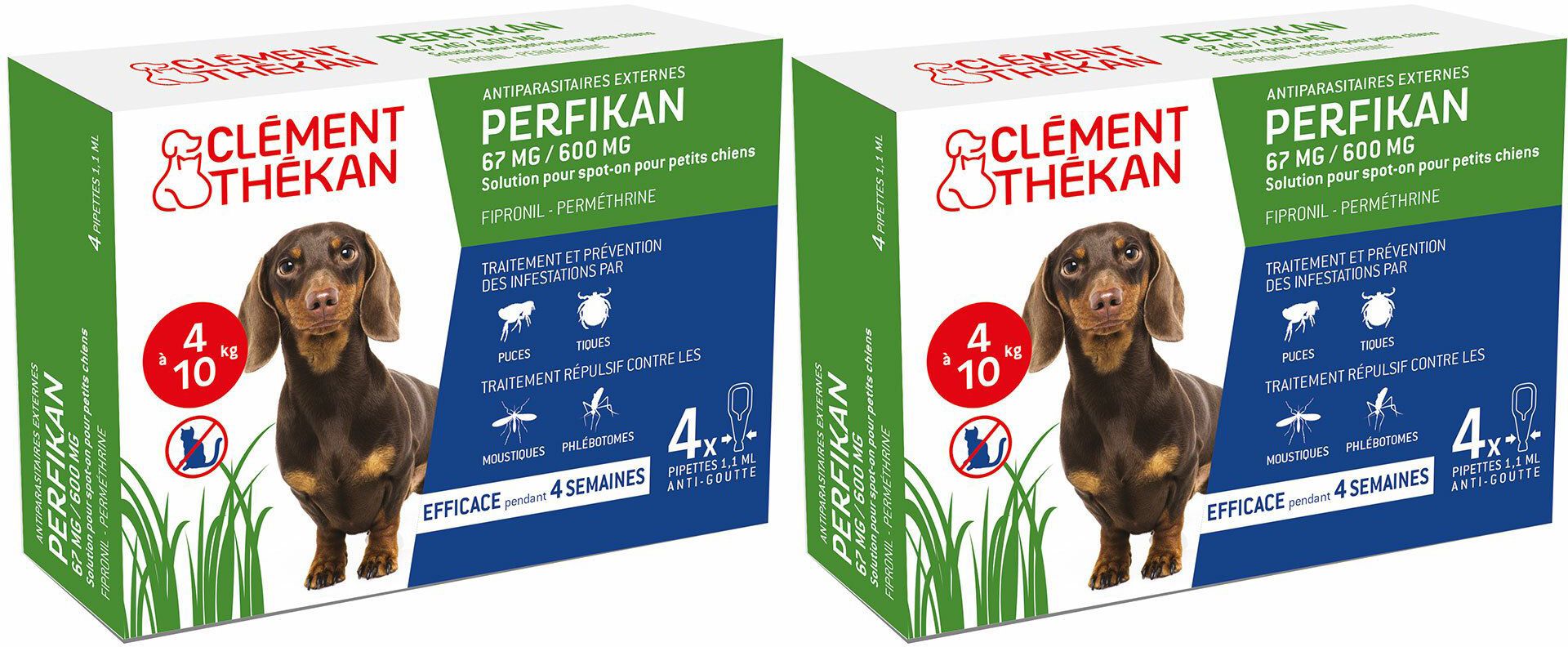 Clement Thekan Anti-Puces Anti-Tiques Chien 4-10kg  4 Pipettes