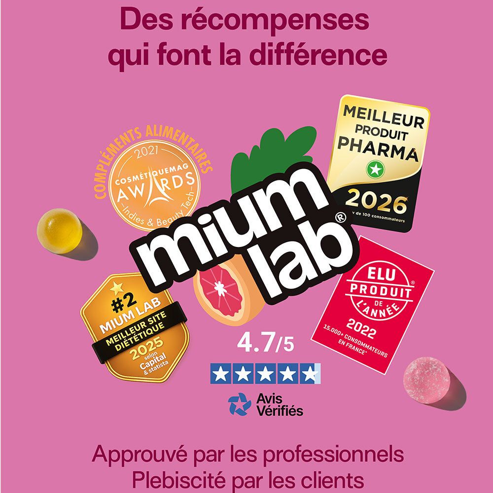 Récompenses et certifications. Logo Mium Lab. Note 4.7/5. Approuvé par les professionnels.