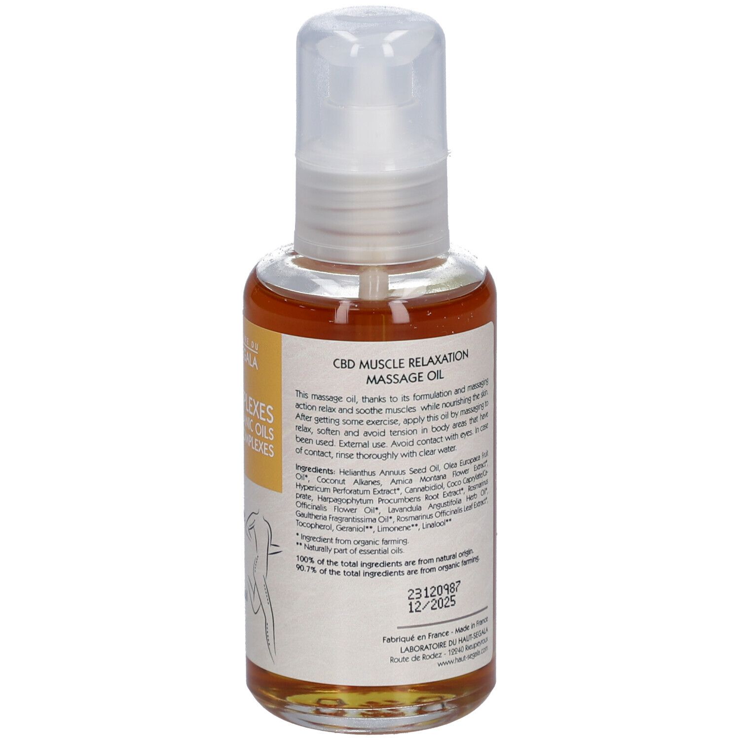 Laboratoire du Haut-Ségala Huile de Massage Détente Musculaire au CBD Bio