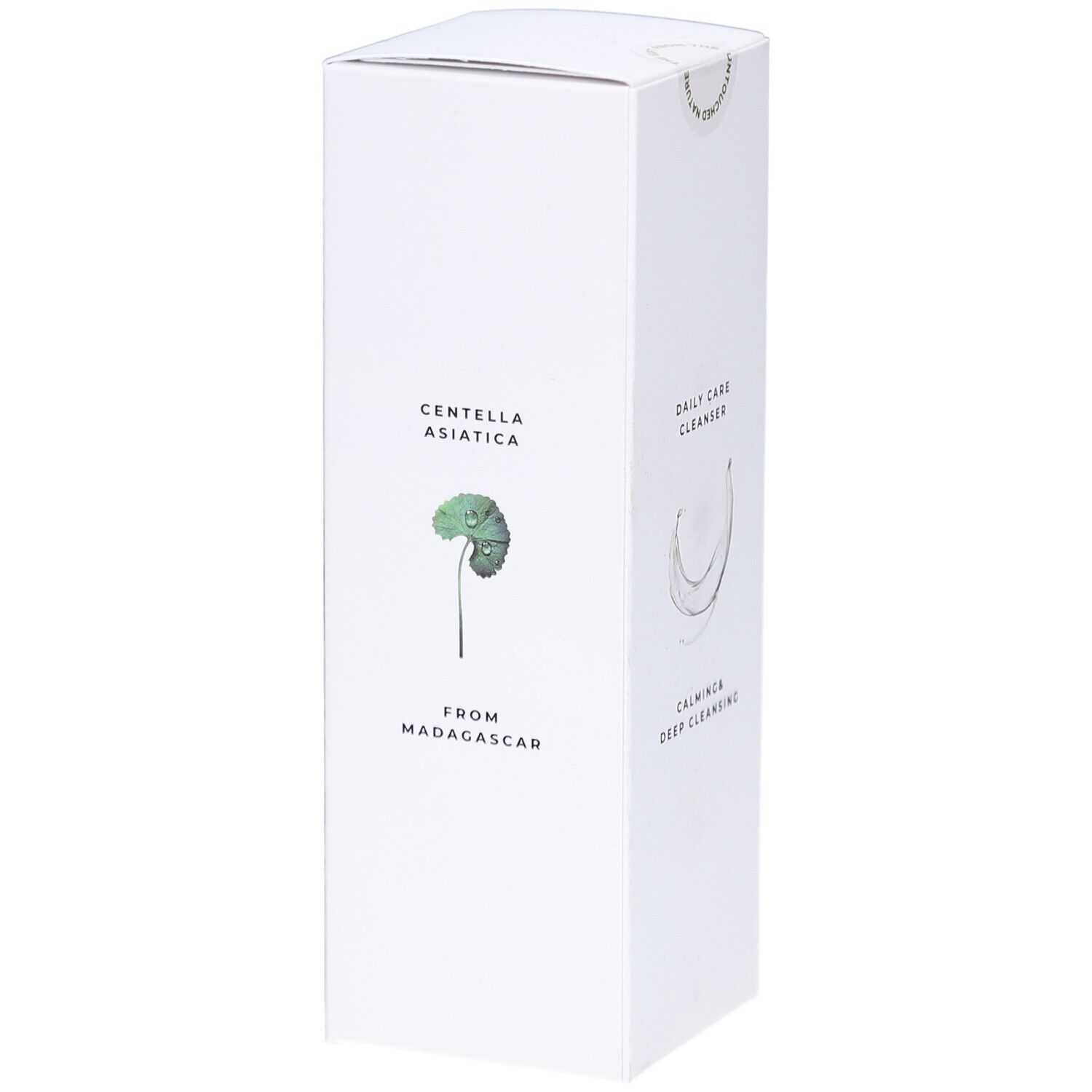 Emballage blanc avec texte et graphique. Contient "CENTELLA ASIATICA" et "FROM MADAGASCAR".