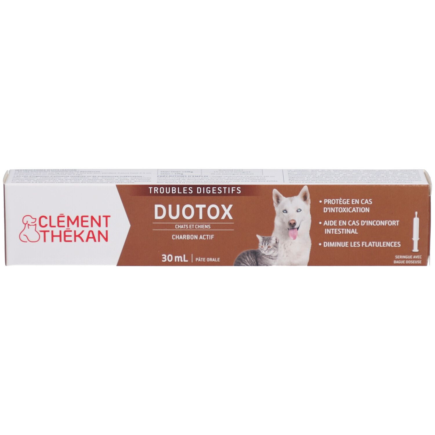 Emballage produit. DUOTOX CLÉMENT THÉKAN. Pour chiens et chats. Pâte orale.