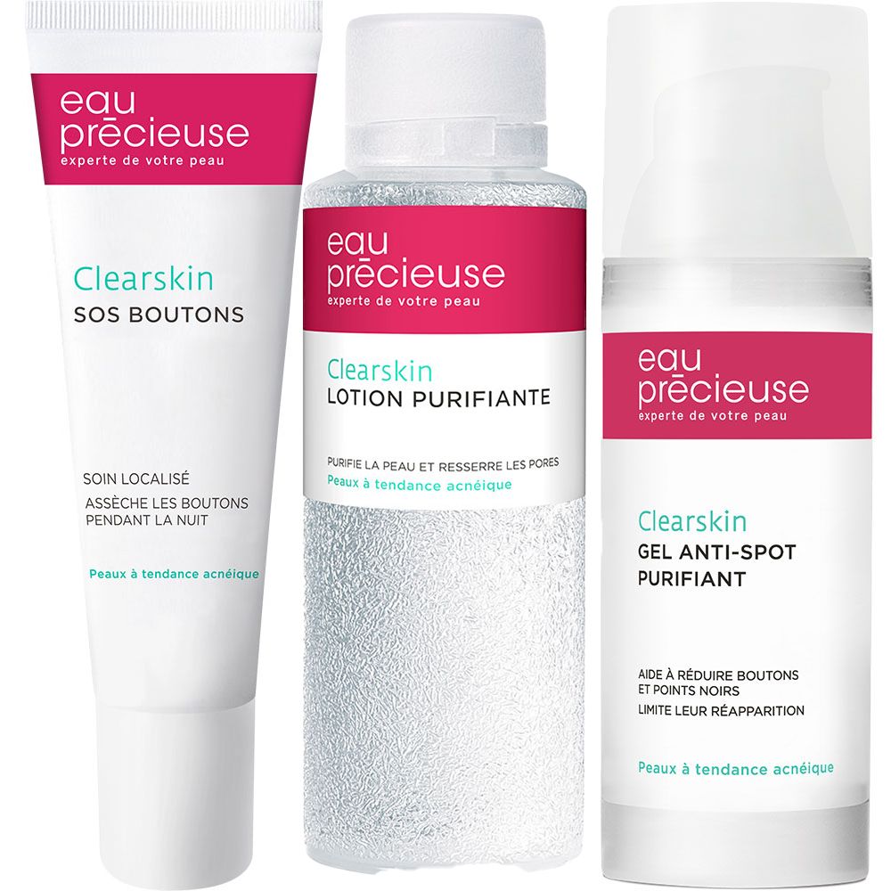 Eau Précieuse Lotion Purifiante + Gel Anti-Spot Purifiant + SOS Boutons Assèche les Boutons