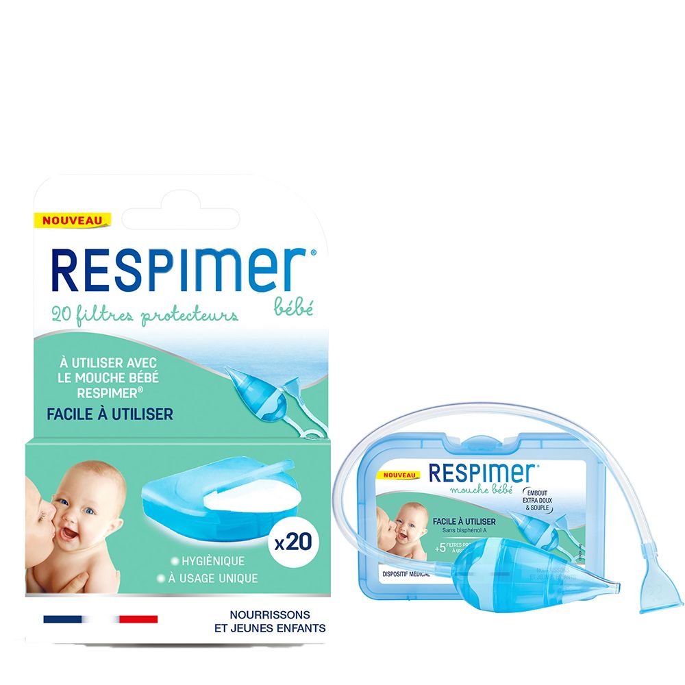 Respimer Filtres Protecteurs Pour Mouche Bébé + Recharges pour Mouche-Bébé