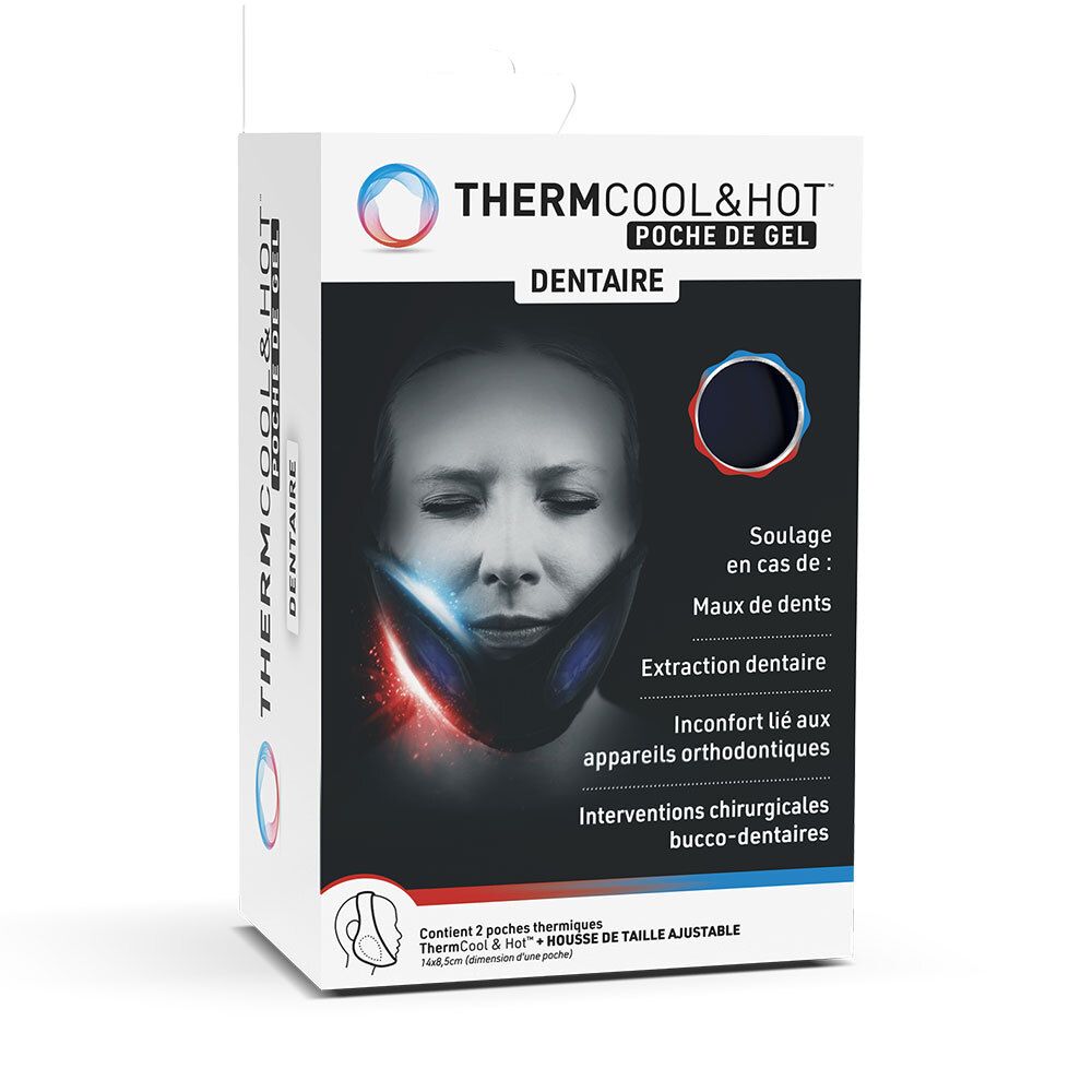 Emballage pour poche de gel dentaire réutilisable, pour application chaude et froide.