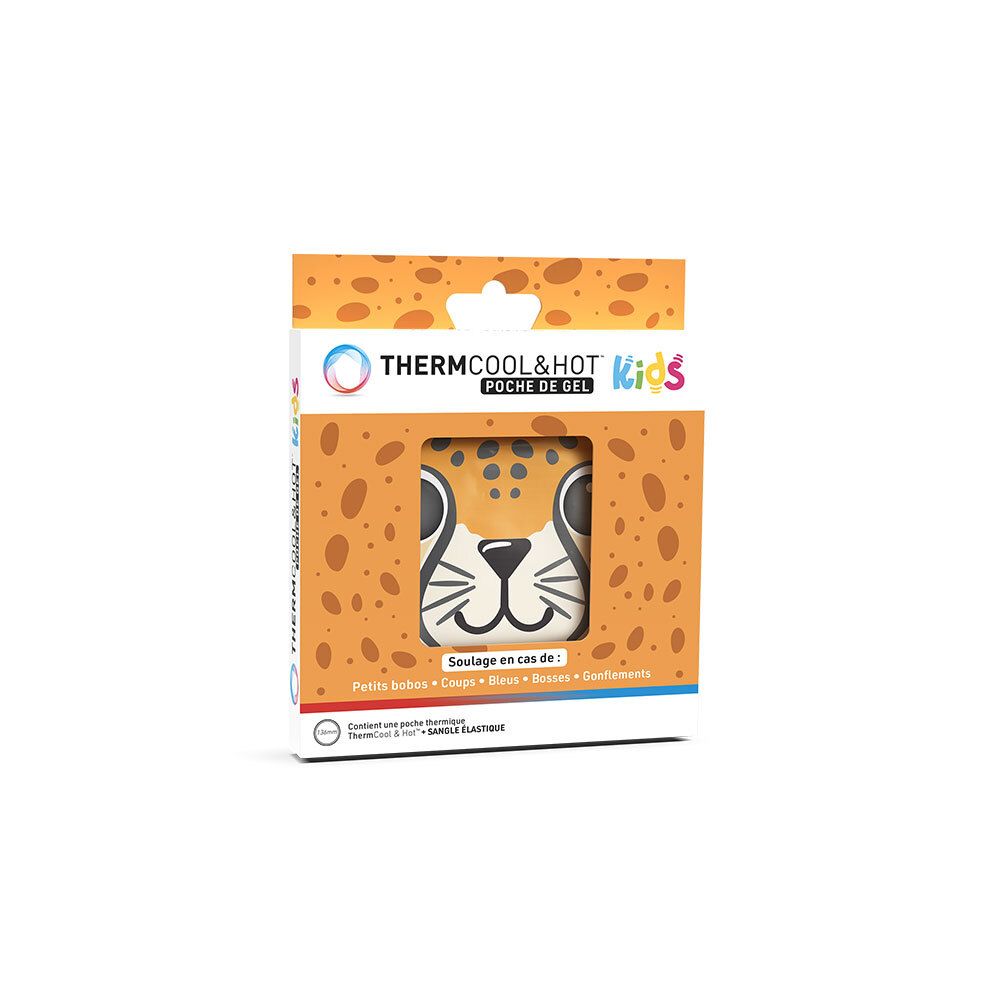 Emballage pour une poche de gel ThermCool&Hot Kids avec motif léopard.