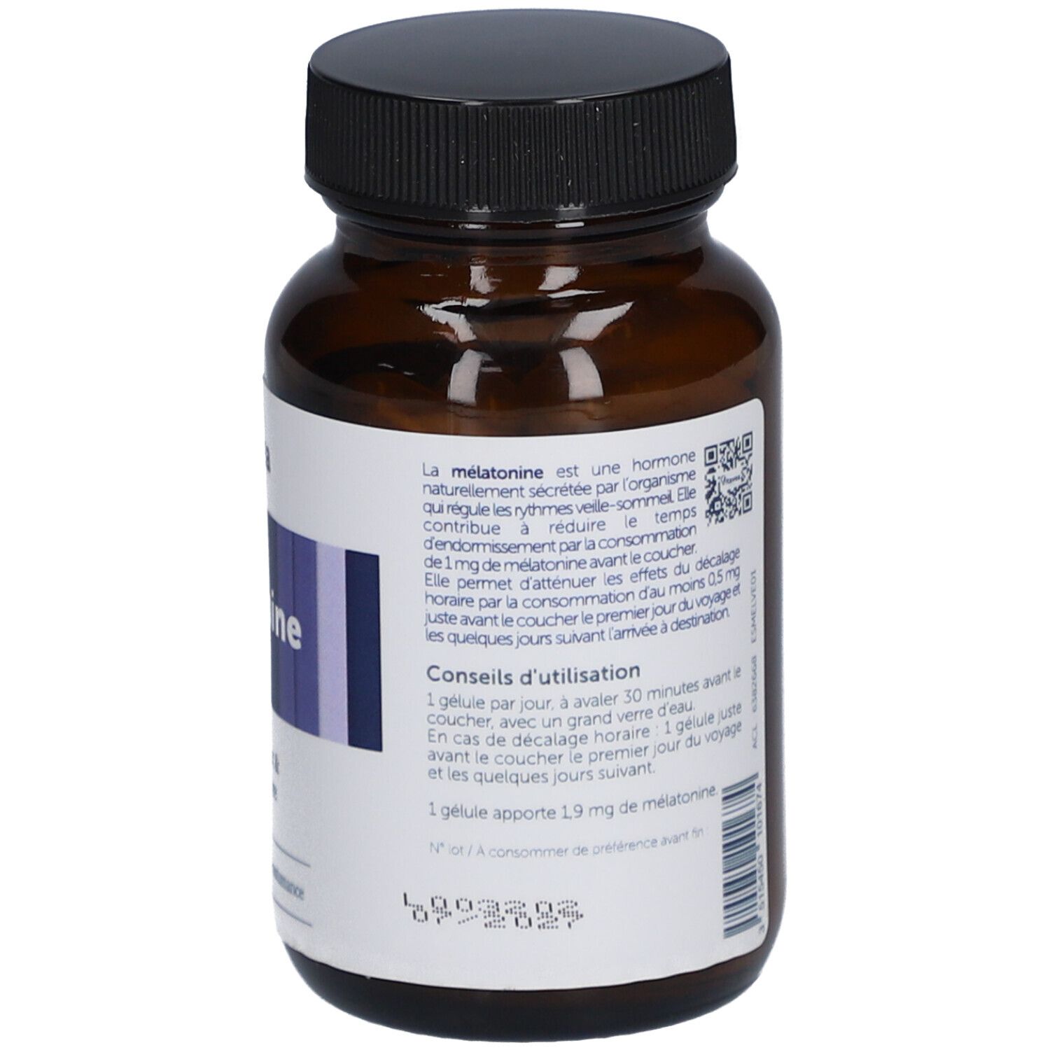 Dos du flacon. Informations d'utilisation et ingrédients. Logo "Vitavea" et informations.