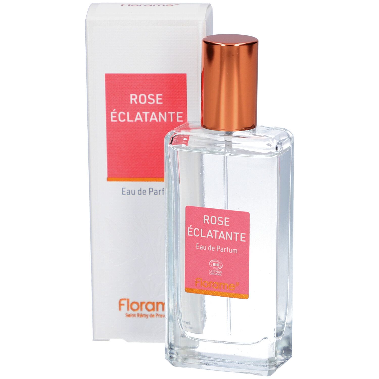 Emballage blanc, vue latérale. Certification bio et texte.