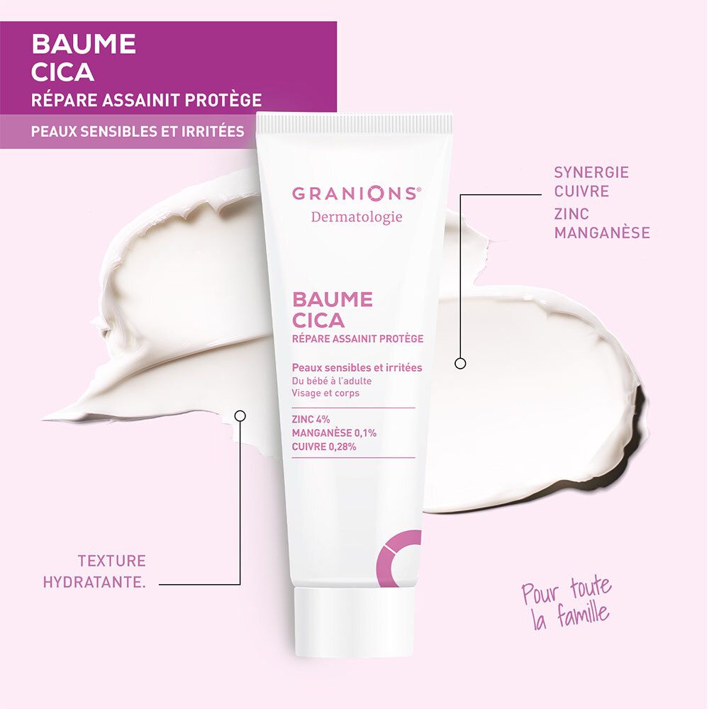Tube de crème avec texture de crème. Texture hydratante. Pour toute la famille. Pour peaux sensibles et irritées.