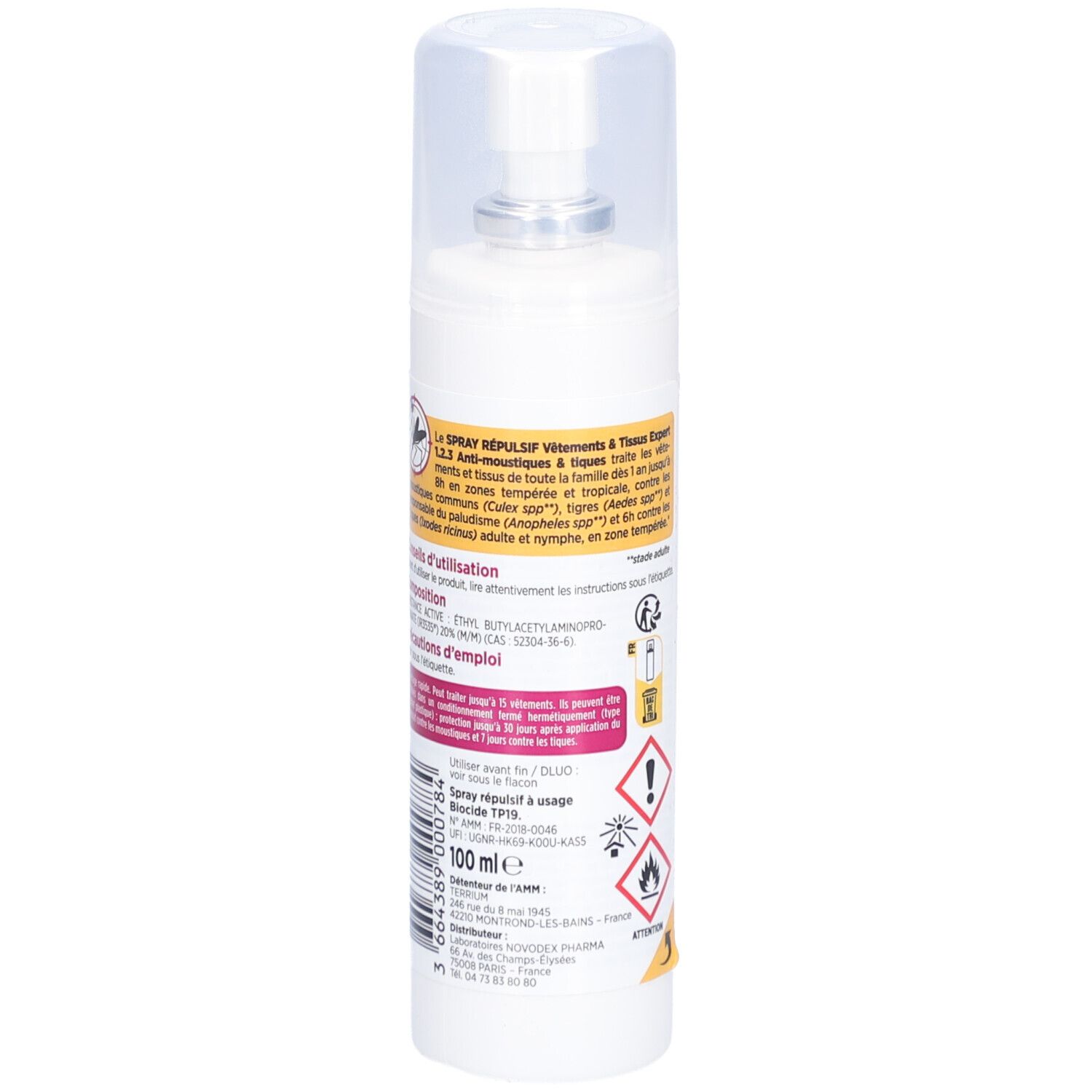 EXPERT 123 Spray répulsif anti-moustiques vêtements et tissus