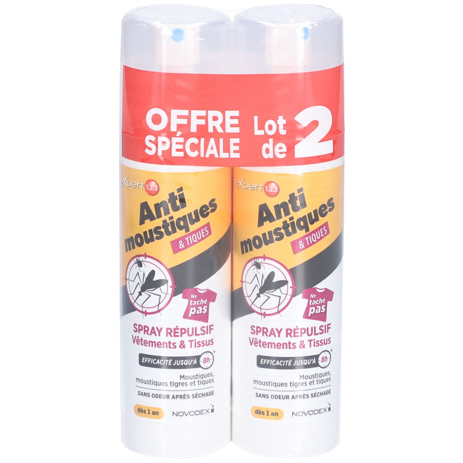 EXPERT 123 Spray répulsif anti-moustiques vêtements et tissus 2X100ml