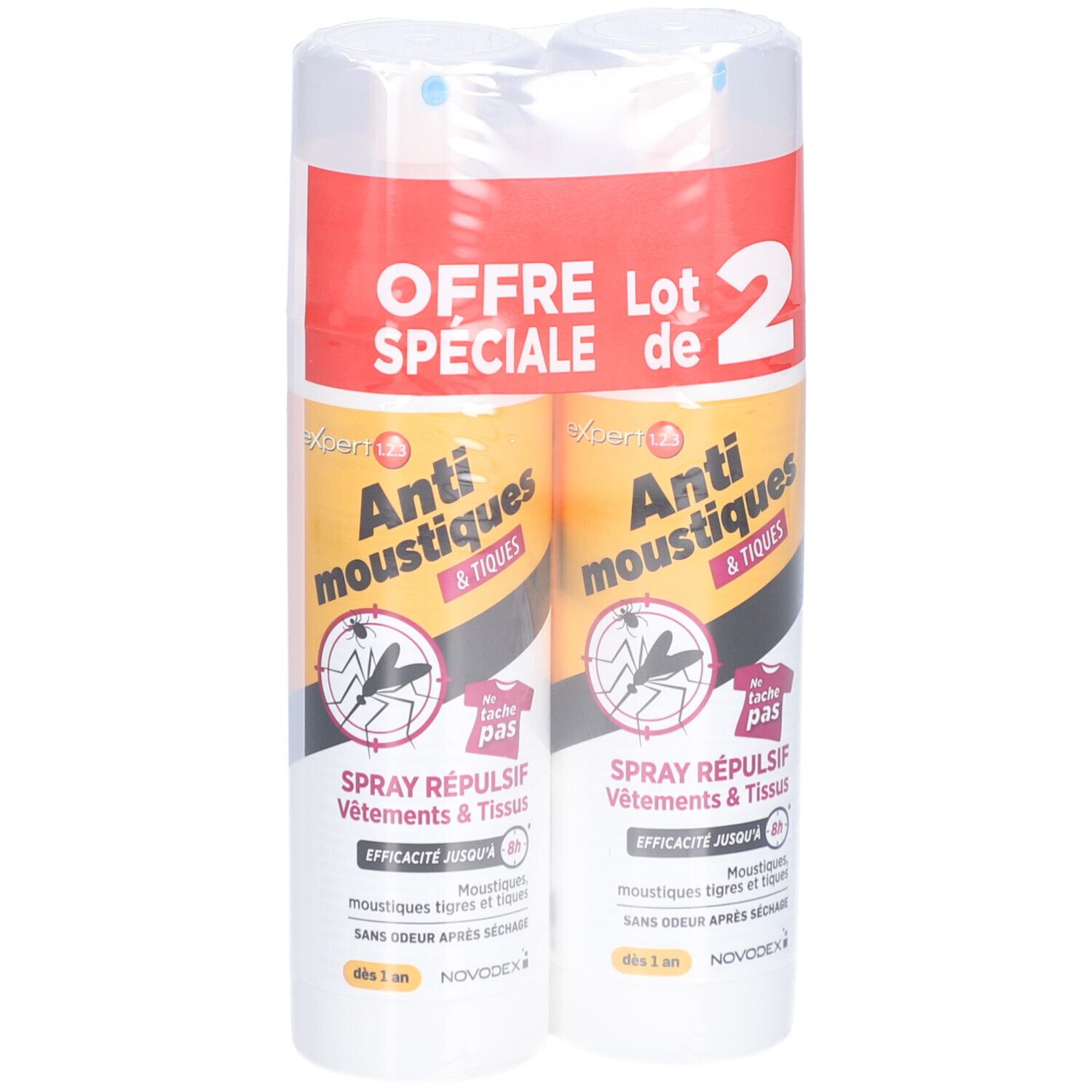 EXPERT 123 Spray répulsif anti-moustiques vêtements et tissus 2X100ml