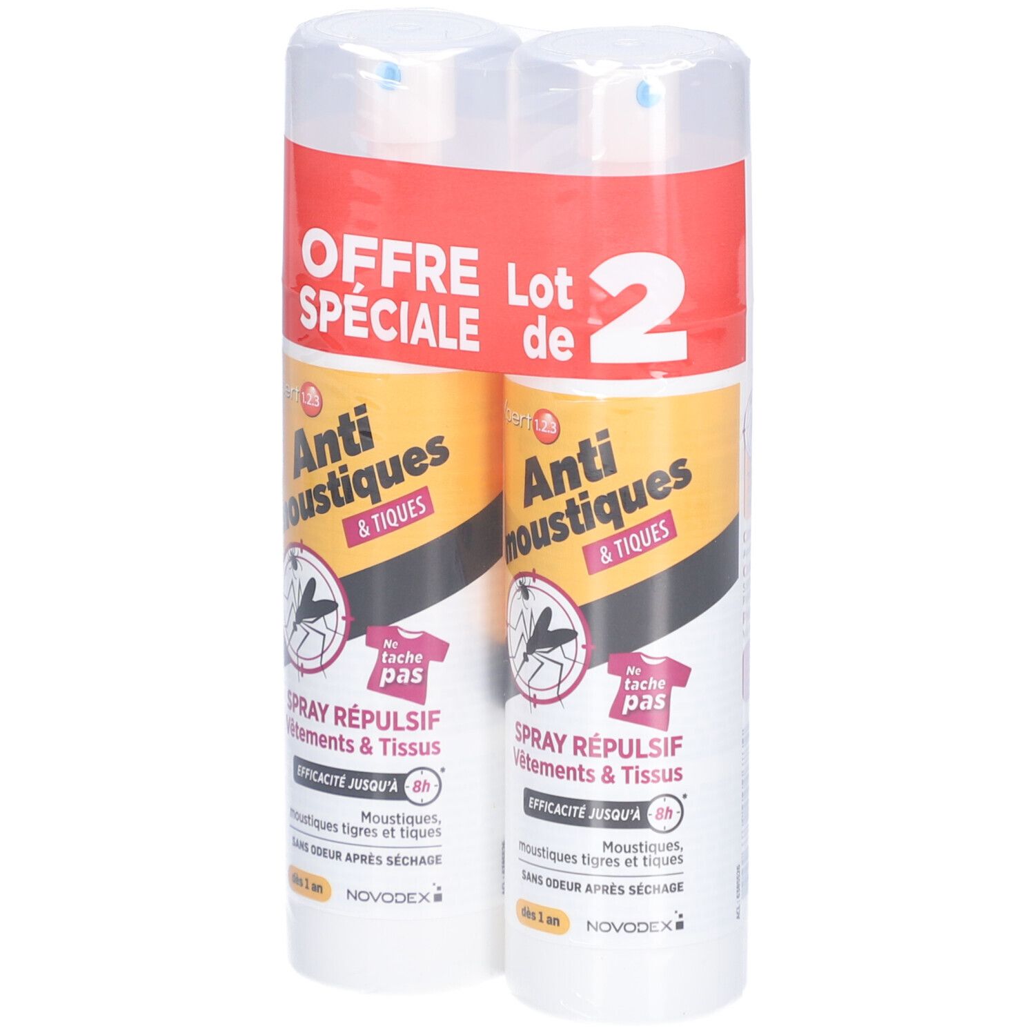 EXPERT 123 Spray répulsif anti-moustiques vêtements et tissus 2X100ml