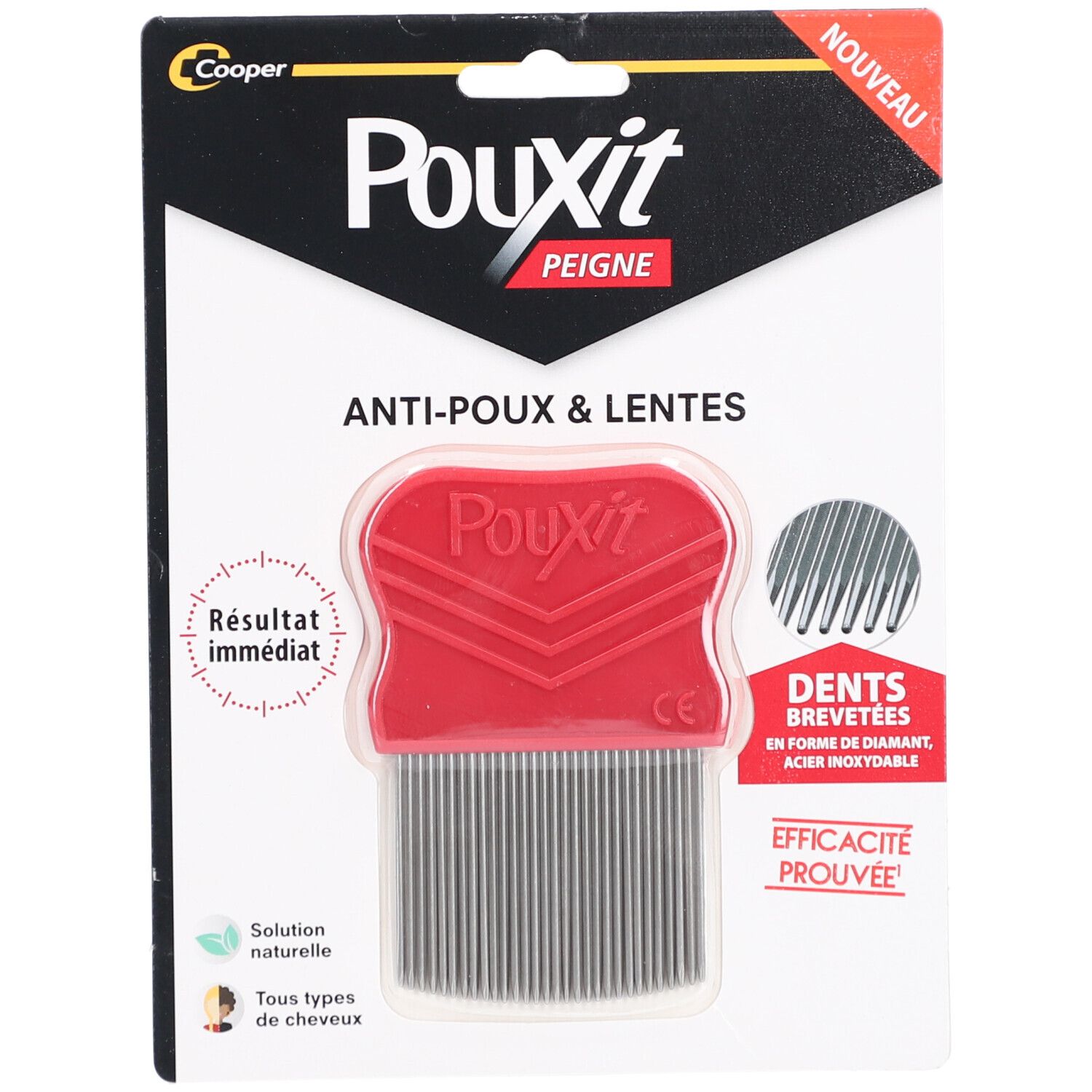 POUXIT - Peigne anti-poux et lentes en acier inoxydable - Méthode naturelle contre les poux et les lentes - Résultat immédiat