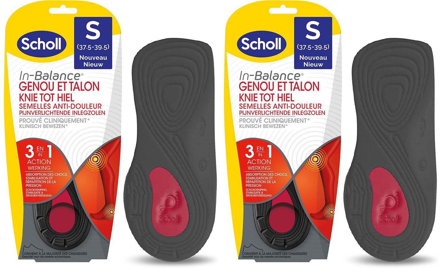 SCHOLL In-Balance Semelles Anti-Douleur Genou et Talon  x2