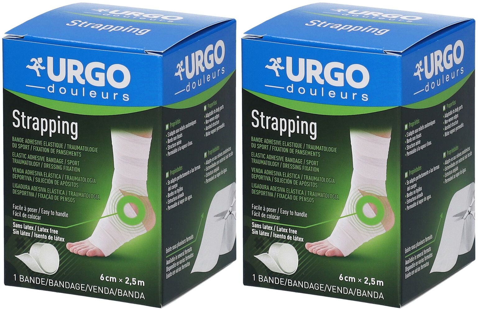 URGO Strapping Bande adhésive de contention 2,5 m x 6 cm
