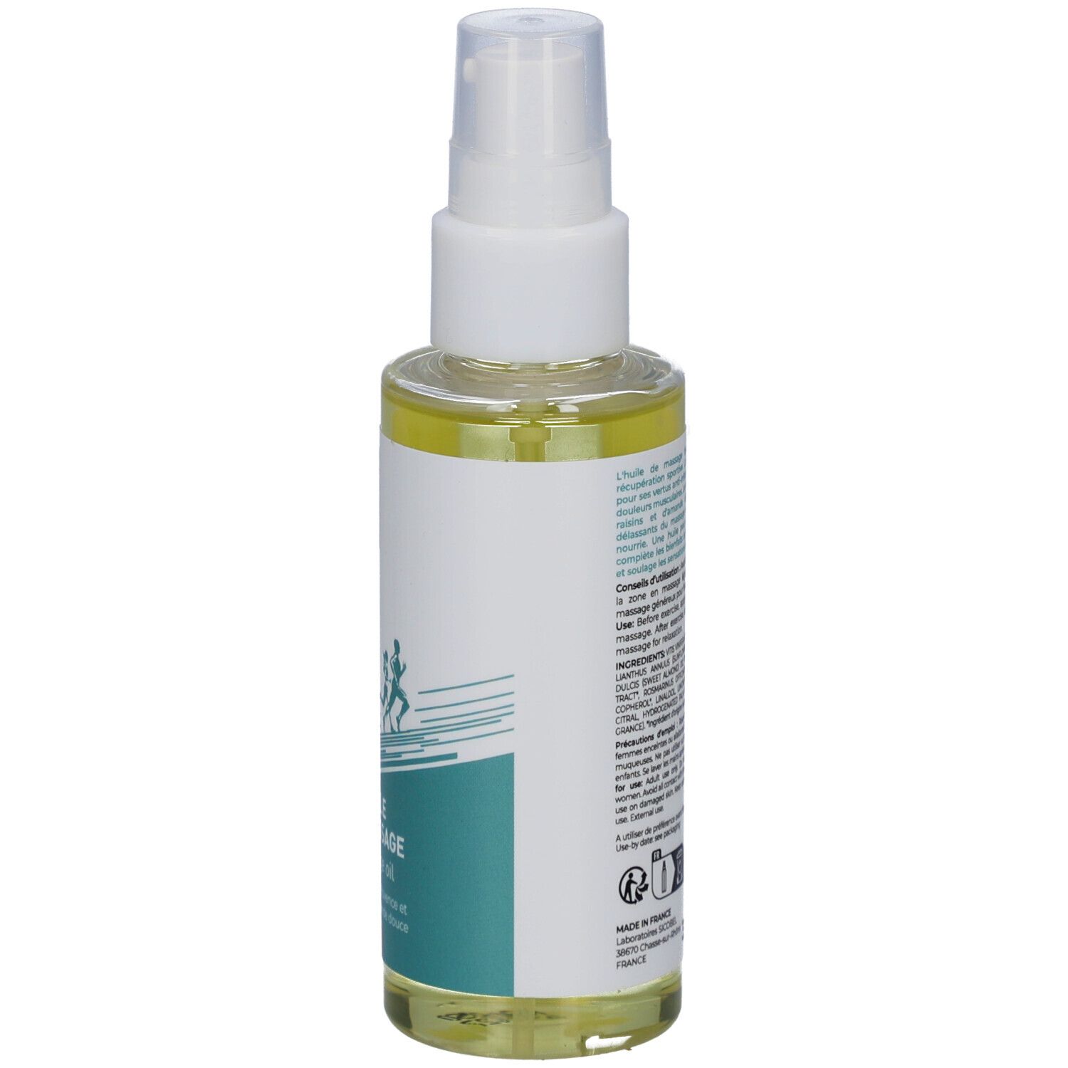 Dos du flacon avec texte. Inscription: Dolpic, Relaxer. Ingrédients, mode d'emploi, fabricant.