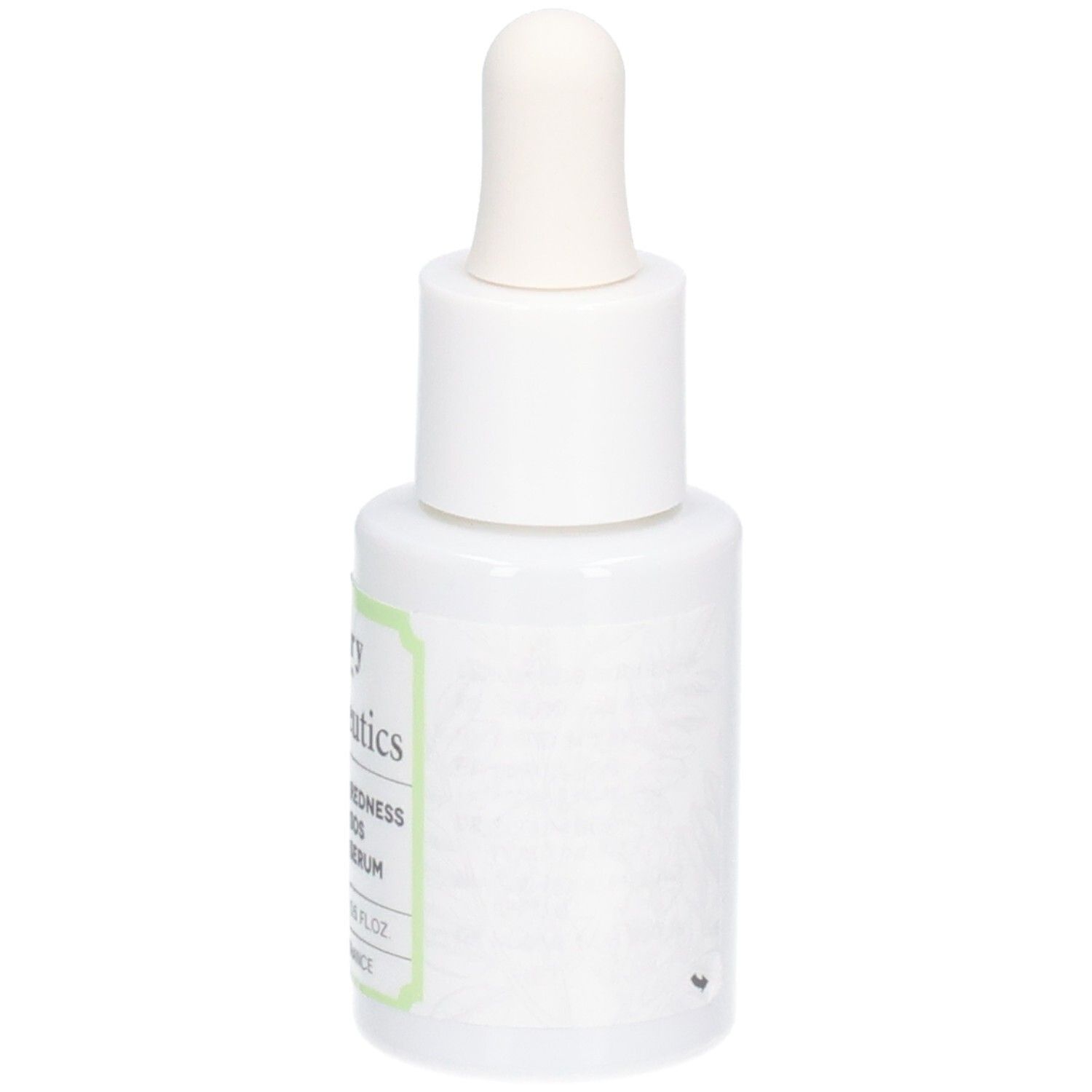 Flacon blanc avec compte-gouttes. Inscription: Vitry Botaceutics Redness SOS Serum. 15 ml. Fabriqué en France.