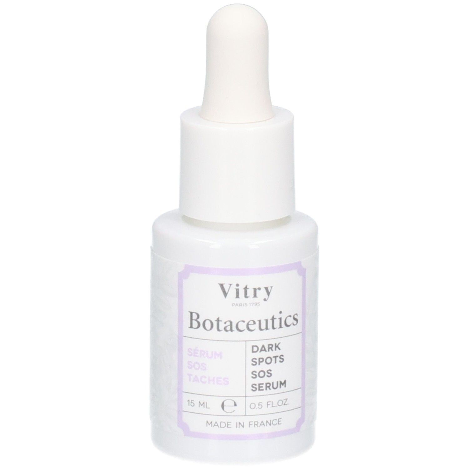 Vitry Botaceutics Sérum SOS Taches : flacon compte-gouttes de 15ml. Pour taches brunes.