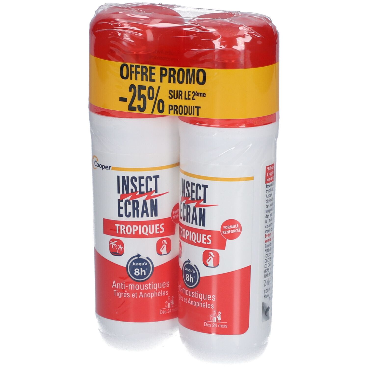 INSECT ECRAN - Anti-moustiques Tropiques - Spray répulsif peau - protection contre les piqûres de moustiques - Paludisme - Tropiques - 75 ml Lot de 2 -25%