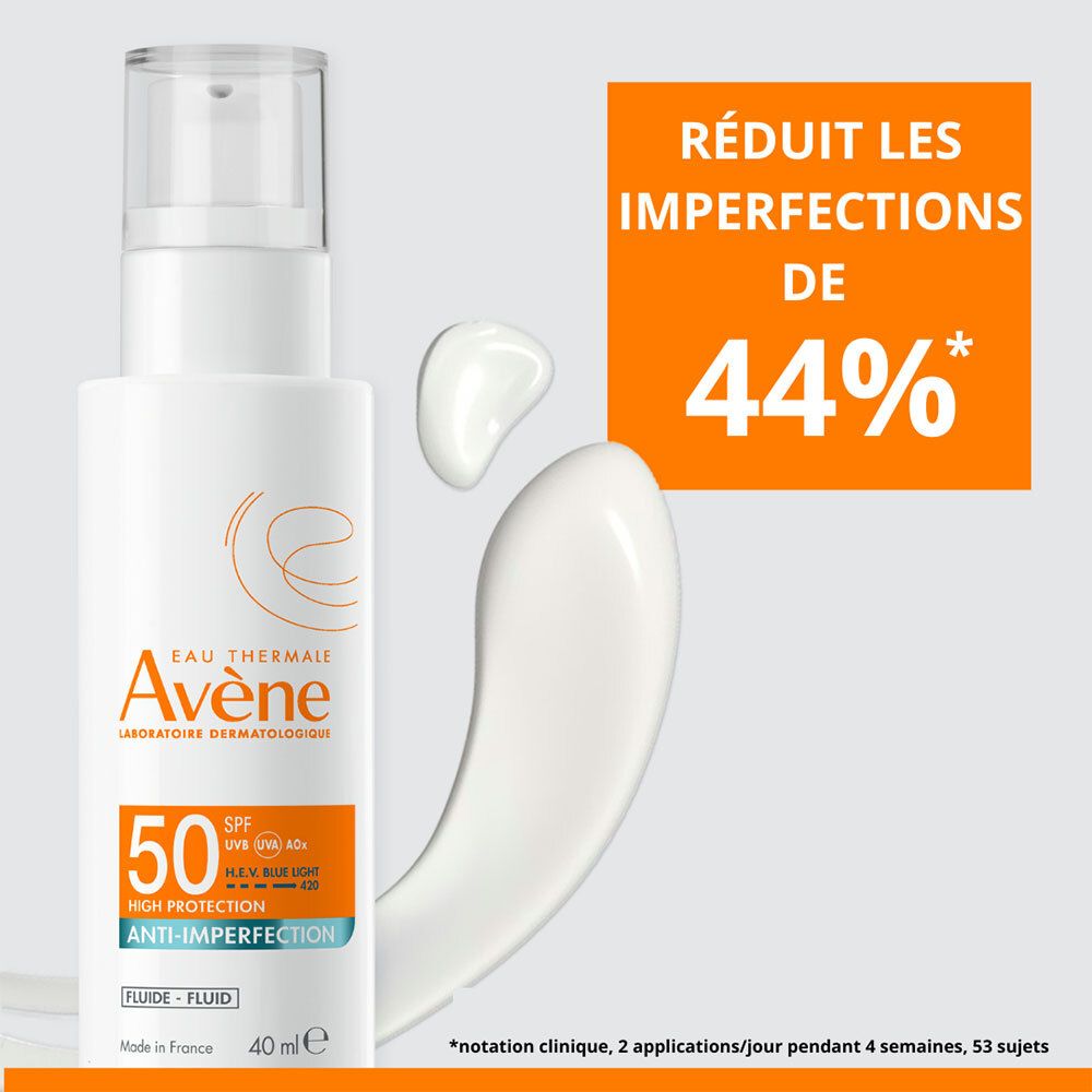 Avène Solaire Fluide Anti-Imperfection SPF50 | Usage quotidien | Très Haute Protection | Peau sensible