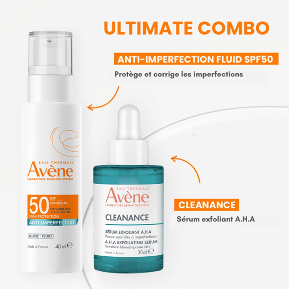 Avène Solaire Fluide Anti-Imperfection SPF50 | Usage quotidien | Très Haute Protection | Peau sensible