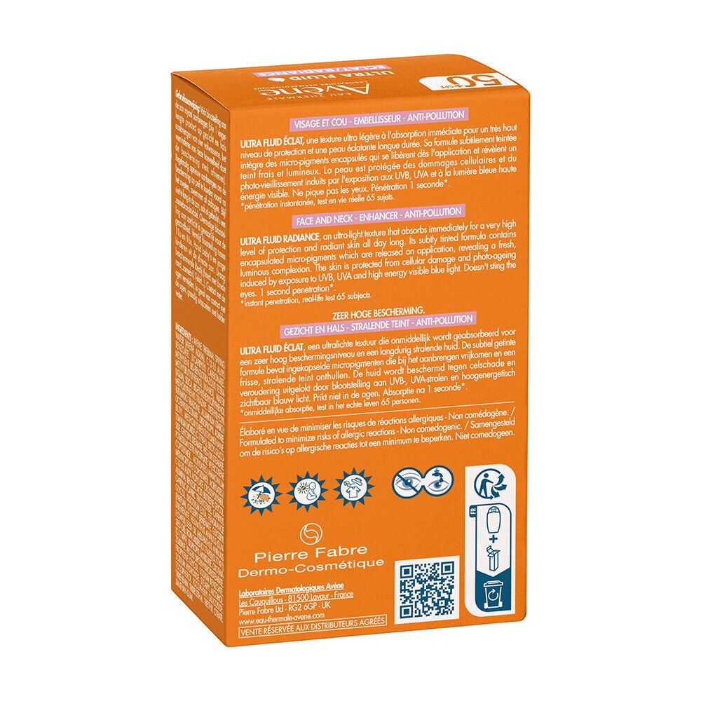Avène Solaire Ultra Fluid Radiance SPF50+ | Très Haute Protection | Éclat