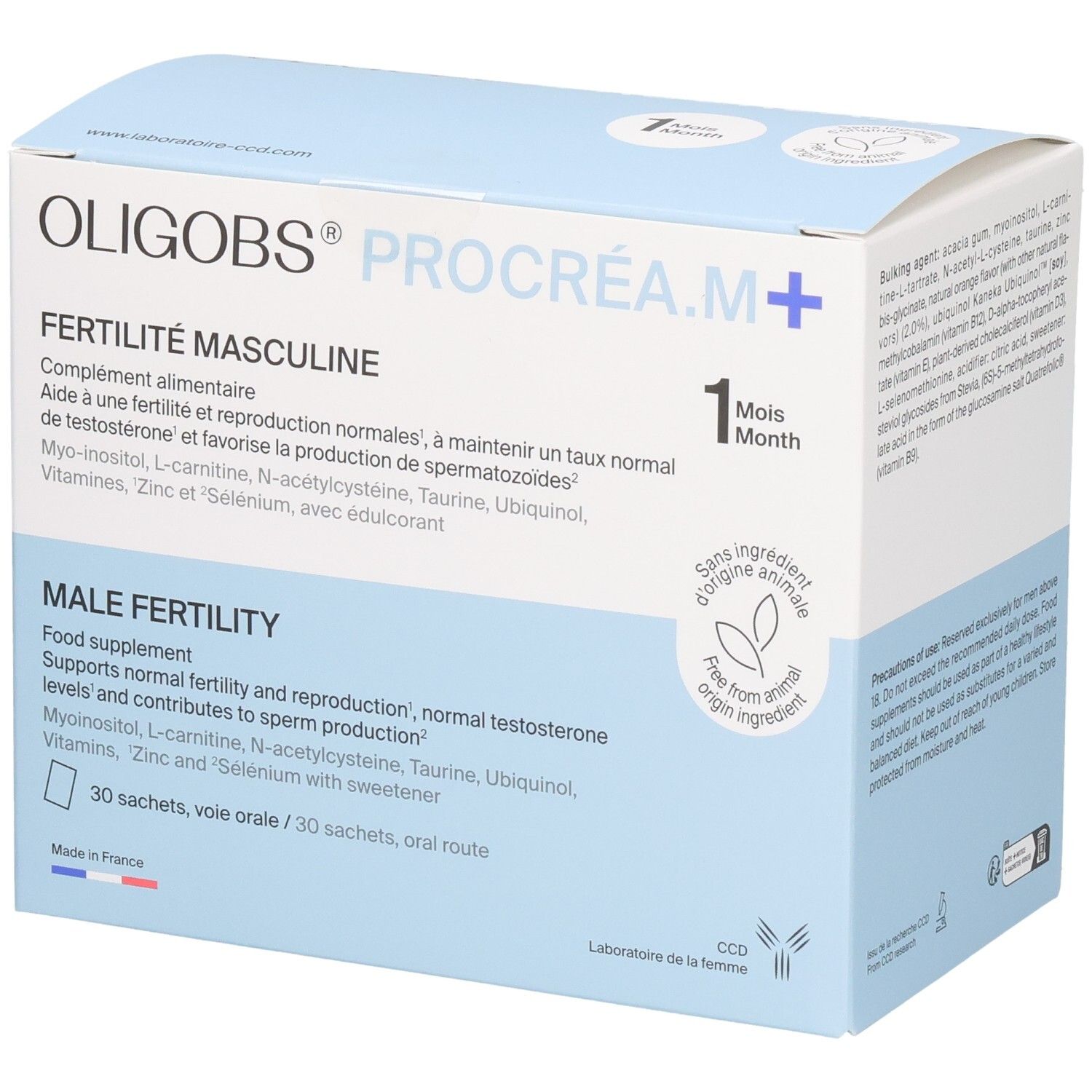 Boîte OLIGOBS PROCREA.M+ Fertilité Masculine, 30 sachets.