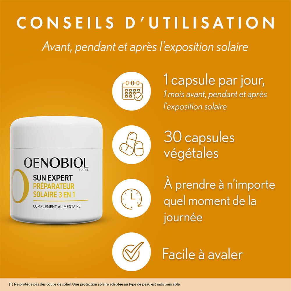 Oenobiol Sun expert Préparateur Solaire 3en1 Triple action