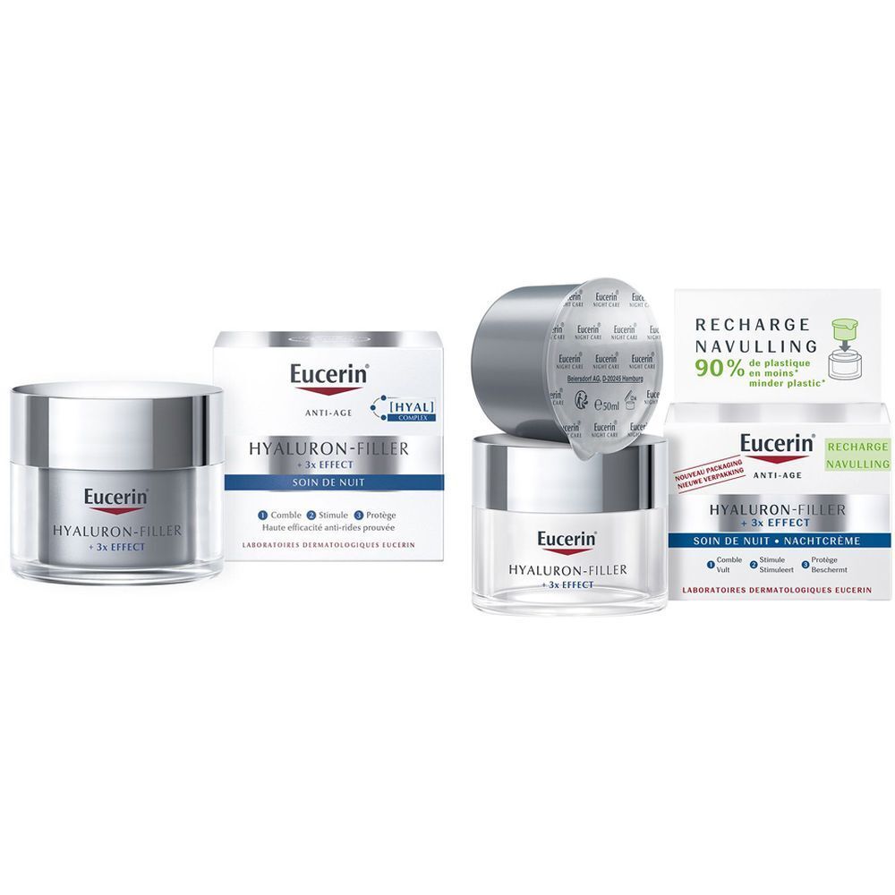 Set Eucerin® HYALURON-FILLER + 3x EFFECT Soin de Nuit Anti-Âge + Eucerin® HYALURON-FILLER + 3x EFFECT Soin de Nuit Anti-Âge RECHARGE