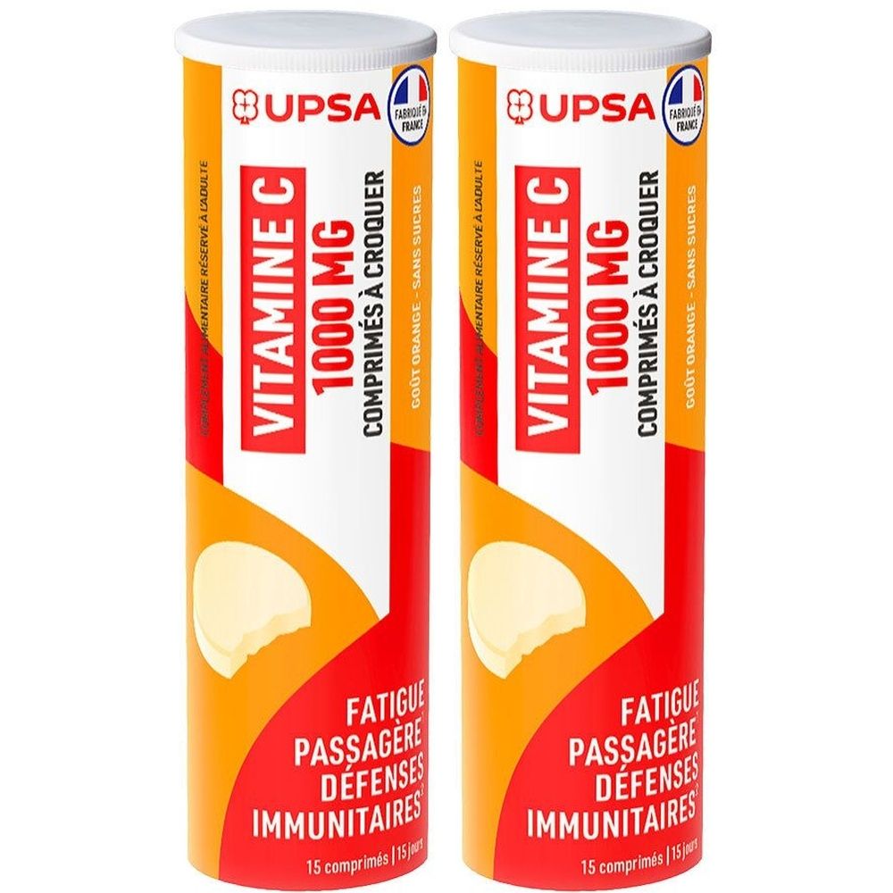 Lot de 4x15 Comprimés effervescents Vitamine UPSA 100mg - Adultes