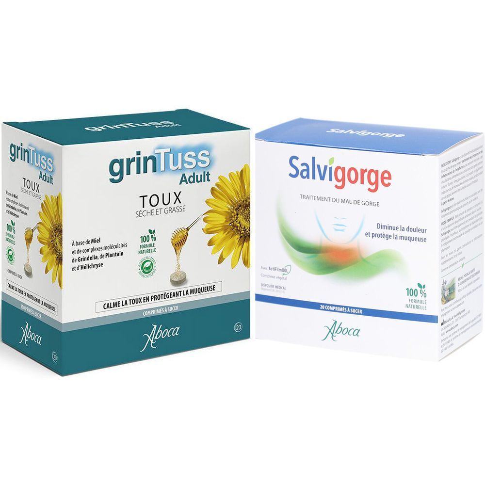 Set GRINTUSS Comprimés + Salvigorge - Traitement du mal de gorge