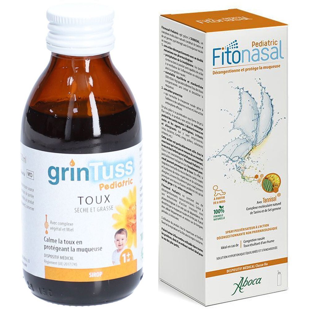 Set GRINTUSS Pediatric Sirop pour la toux 1 an et + + FITONASAL PEDIATRIC SPRAY - A partir de 6 mois