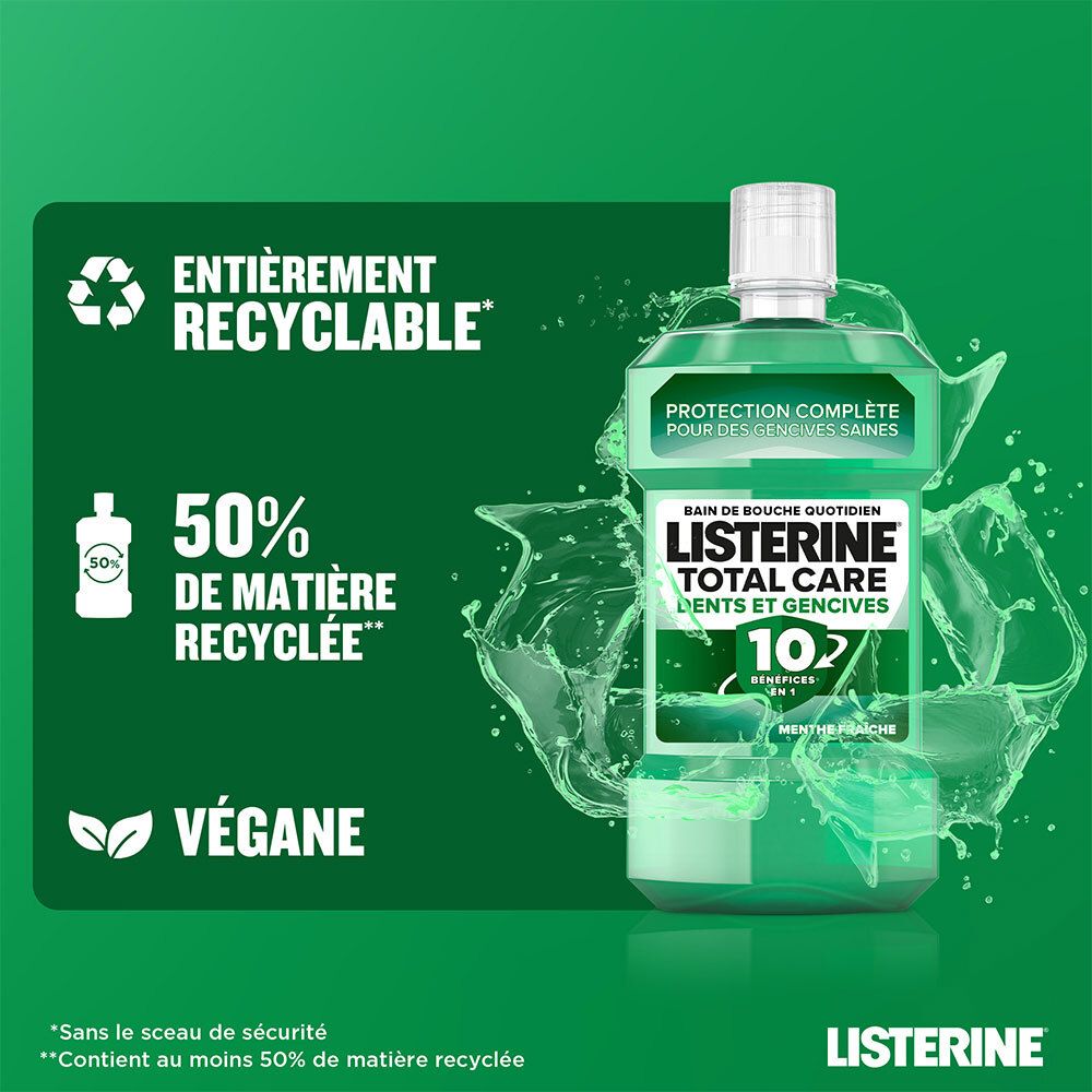 Listerine Total Care Dents et Gencives – Bain de Bouche Menthe Fraîche