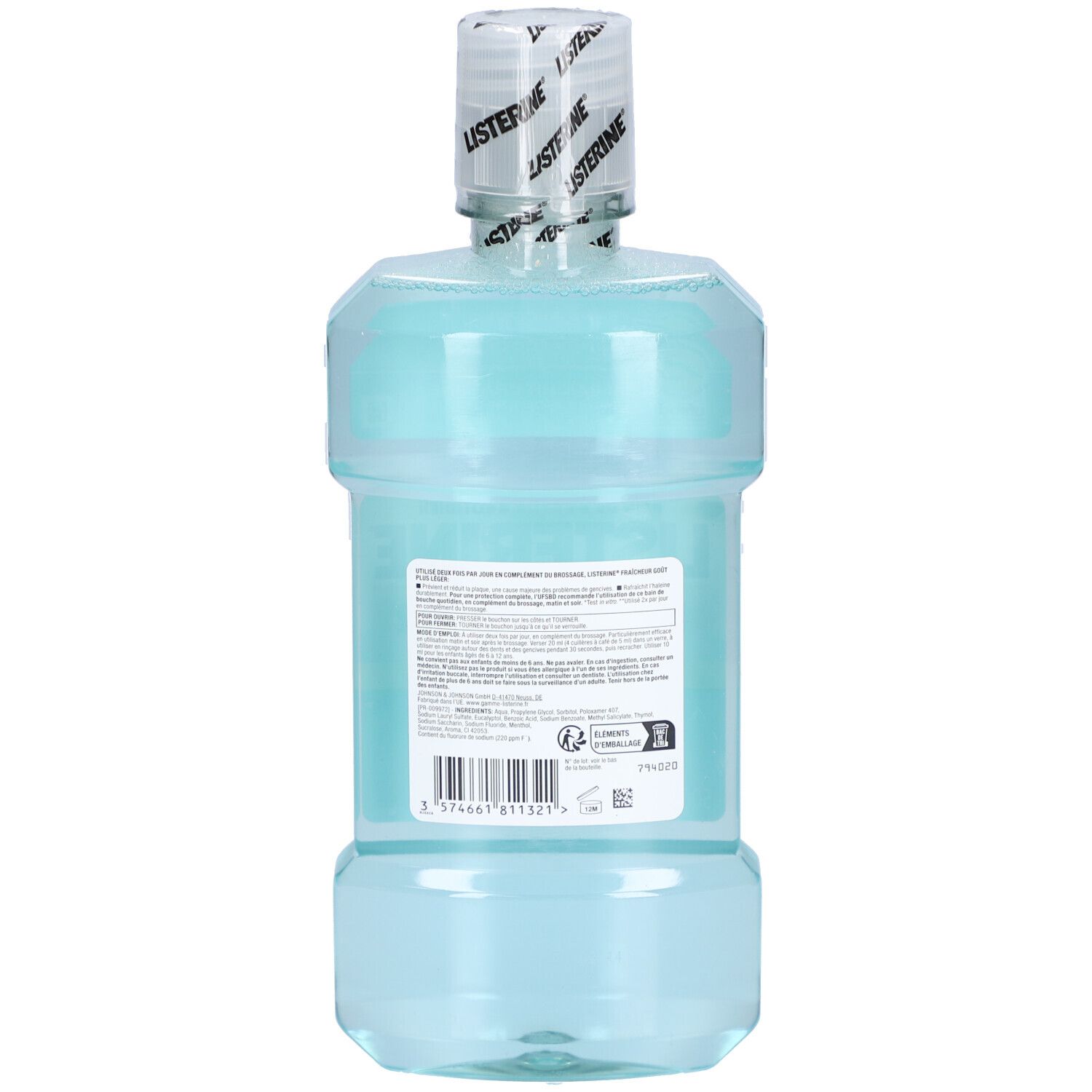 Listerine Fraîcheur – Bain de Bouche Sans Alcool Goût Plus Léger