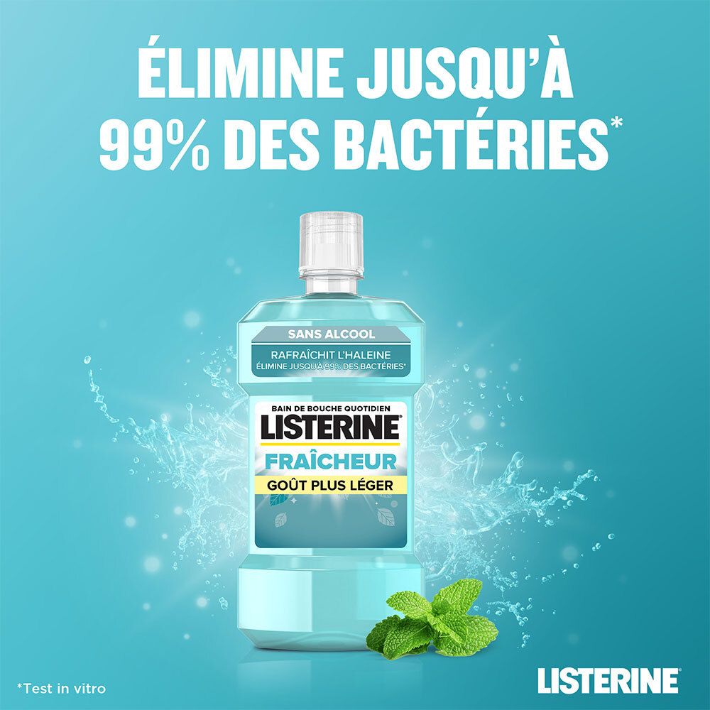 Listerine Fraîcheur – Bain de Bouche Sans Alcool Goût Plus Léger