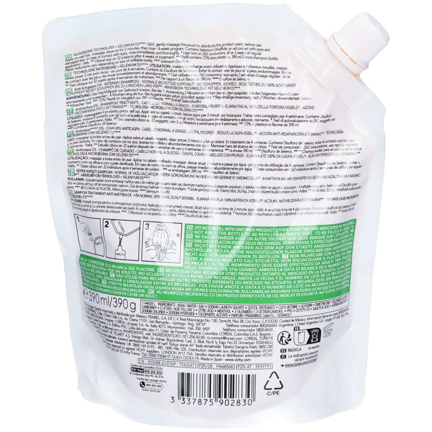 VICHY Dercos Shampooing Anti-Pelliculaire Cheveux Normaux à Gras