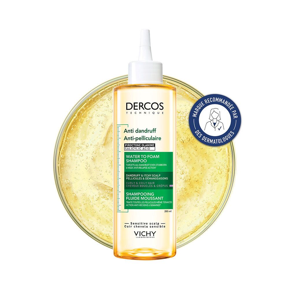 Vichy Dercos Shampoo Anti-Pelliculaire, 200 ml. Pour cuir chevelu sensible. Recommandé par les dermatologues.